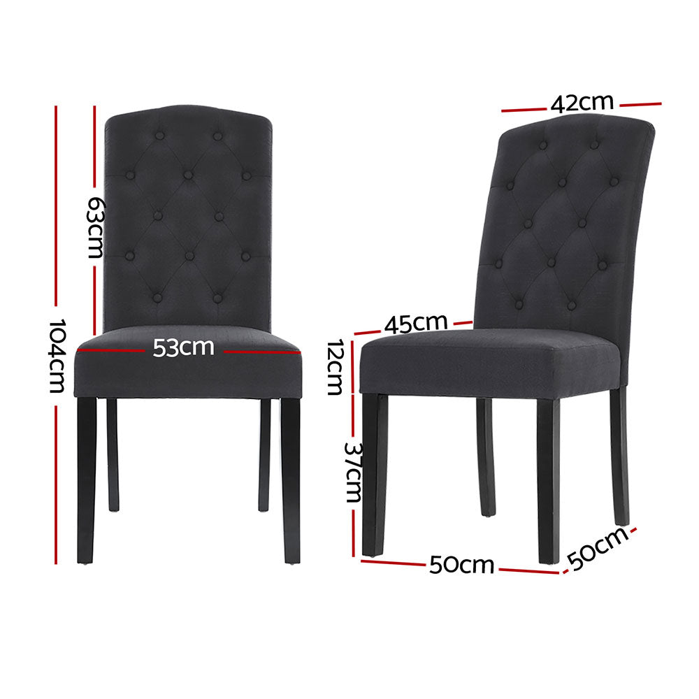 Artiss Dining Chairs Set of 4 Linen Parsons Chair Dark Grey Bedworld