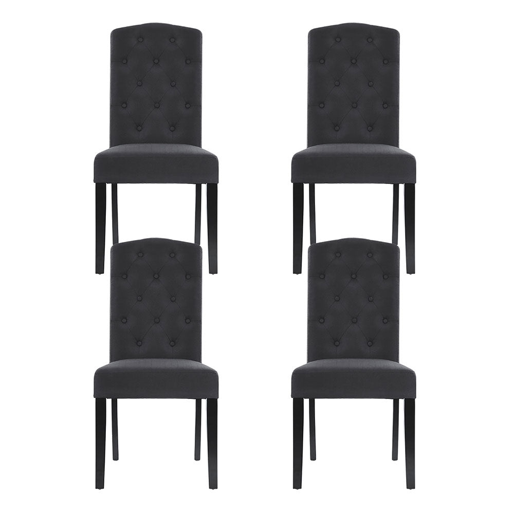 Artiss Dining Chairs Set of 4 Linen Parsons Chair Dark Grey Bedworld