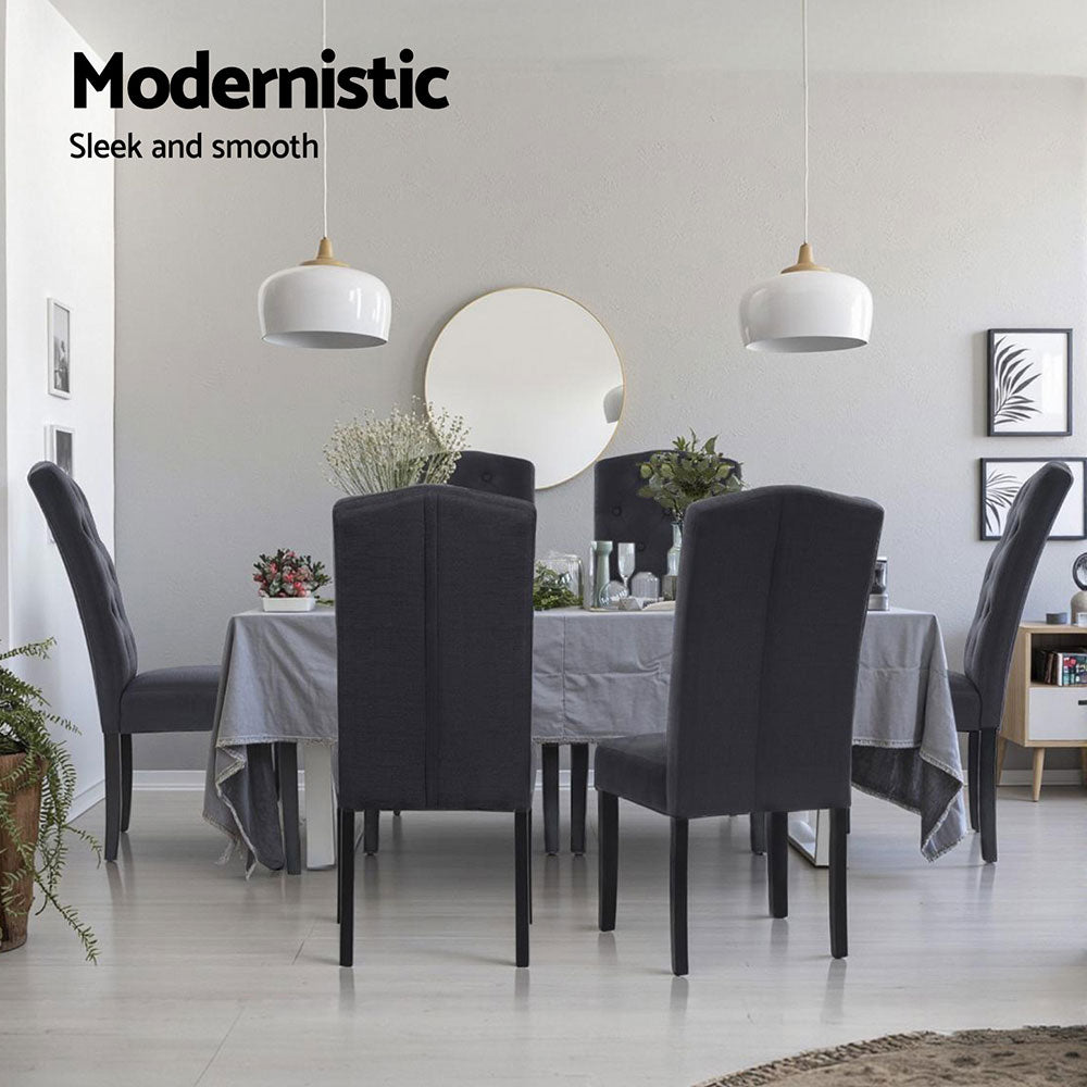 Artiss Dining Chairs Set of 4 Linen Parsons Chair Dark Grey Bedworld