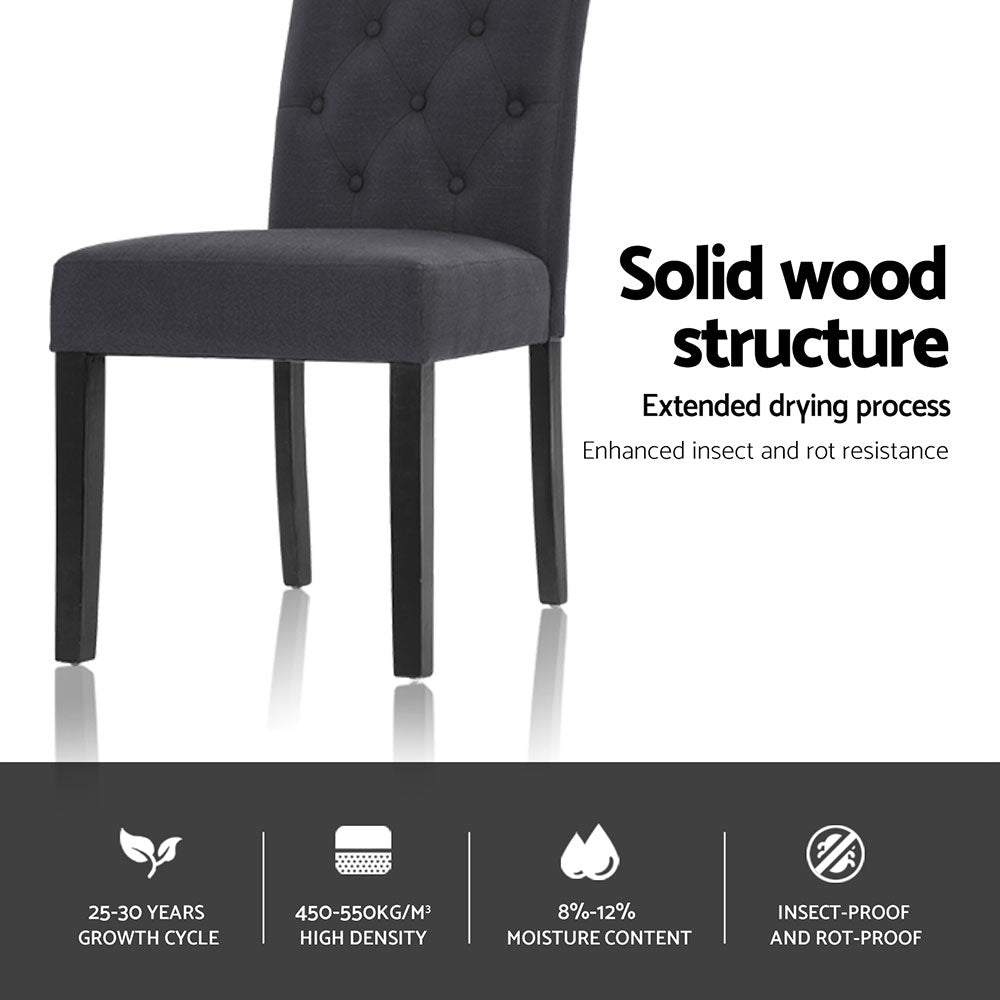 Artiss Dining Chairs Set of 4 Linen Parsons Chair Dark Grey Bedworld