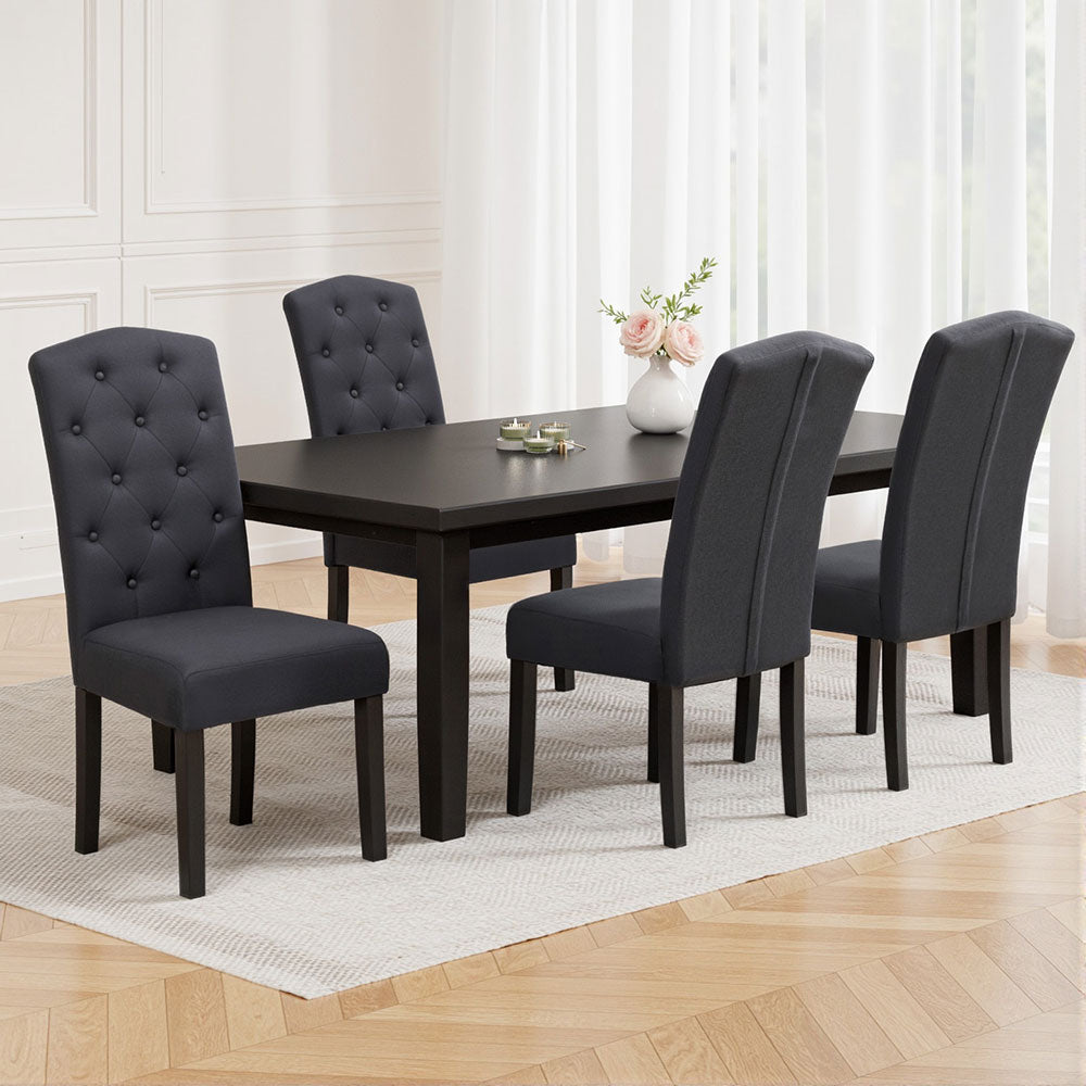 Artiss Dining Chairs Set of 4 Linen Parsons Chair Dark Grey Bedworld