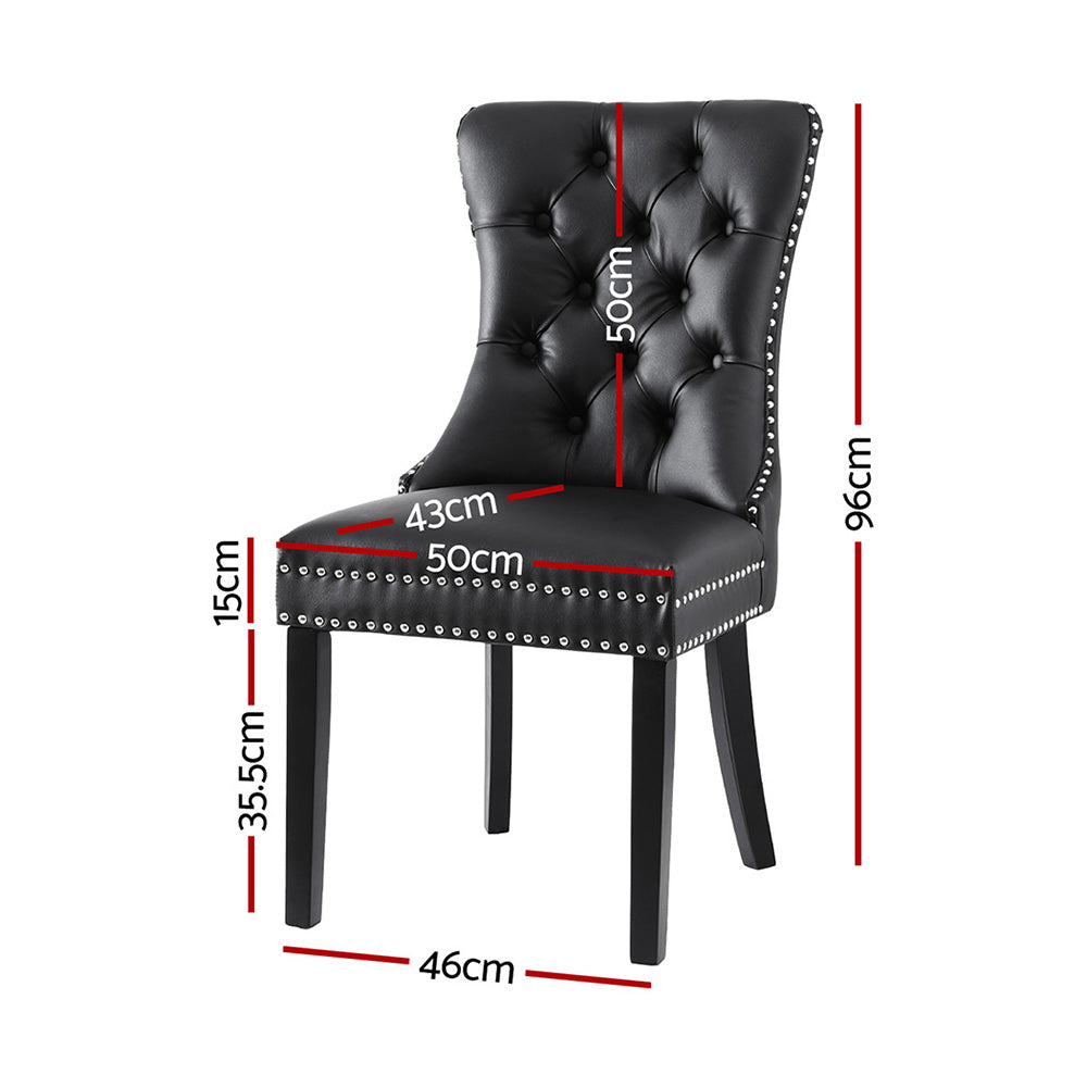 1 Set of 2 Artiss Dining Chairs Black Leather Bedworld