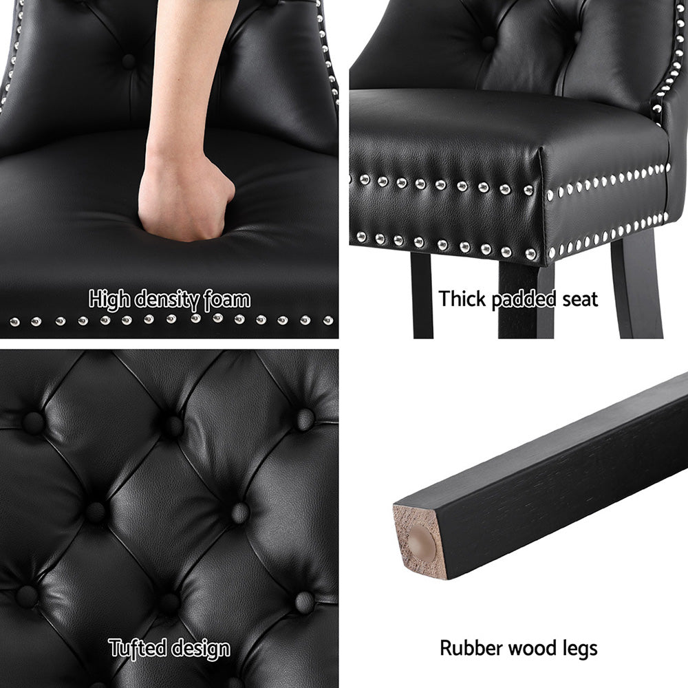 1 Set of 2 Artiss Dining Chairs Black Leather Bedworld