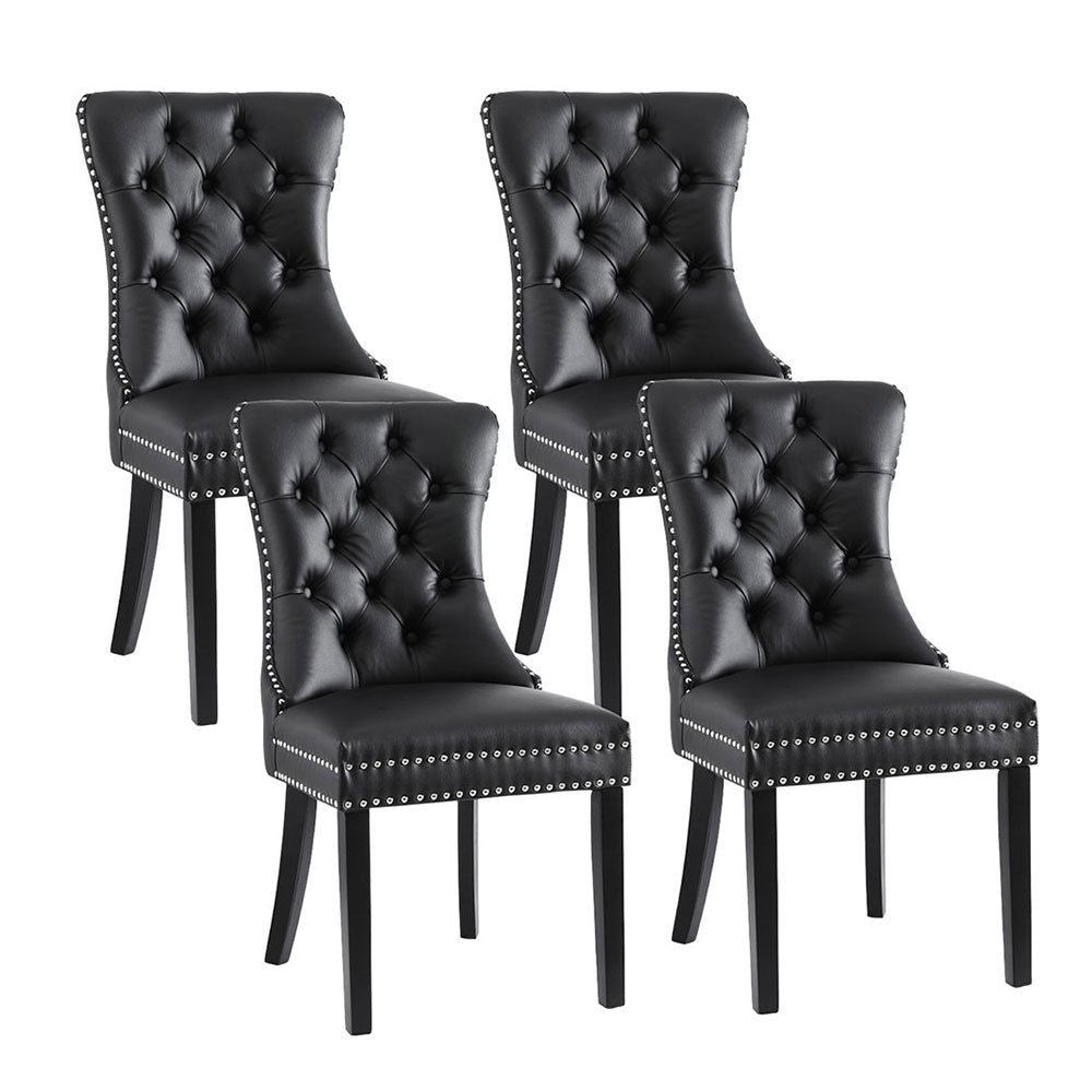 1 Set of 4 Artiss Dining Chairs Black Leather Bedworld