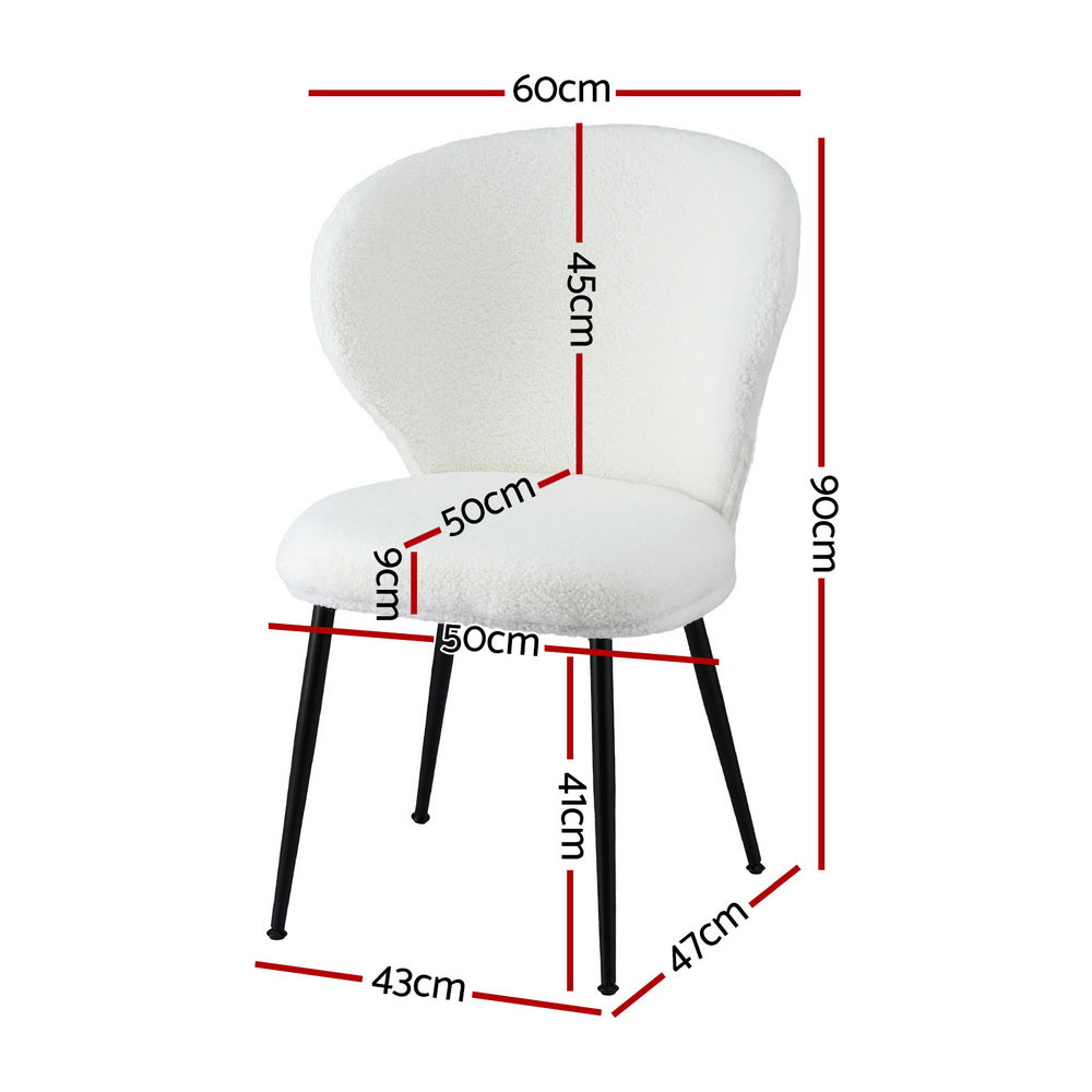 Artiss 2x Dining Chairs Sherpa Boucle Wing Back White