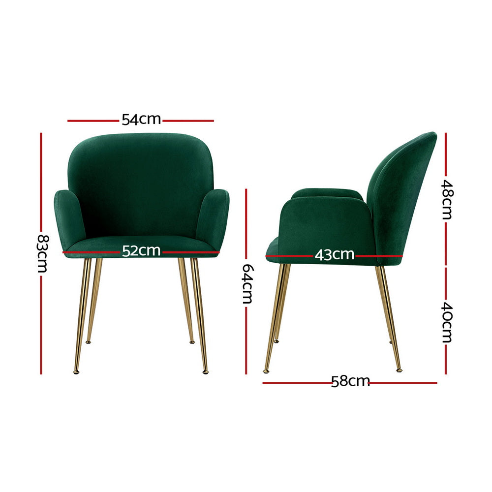 Artiss Dining Chairs Set of 4 Velvet Armchair Green Bedworld