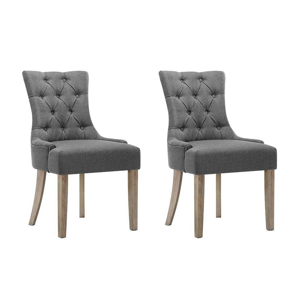 Artiss Dining Chairs Set of 2 Linen French Provincial Grey Bedworld
