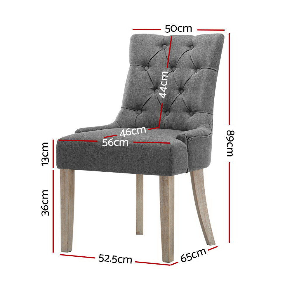 Artiss Dining Chairs Set of 2 Linen French Provincial Grey Bedworld