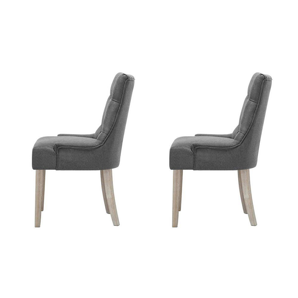 Artiss Dining Chairs Set of 2 Linen French Provincial Grey Bedworld