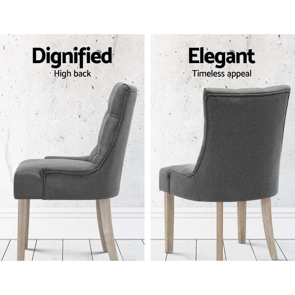 Artiss Dining Chairs Set of 2 Linen French Provincial Grey Bedworld