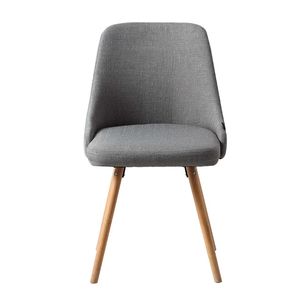 Artiss Dining Chairs Set of 2 Fabric Wooden Grey