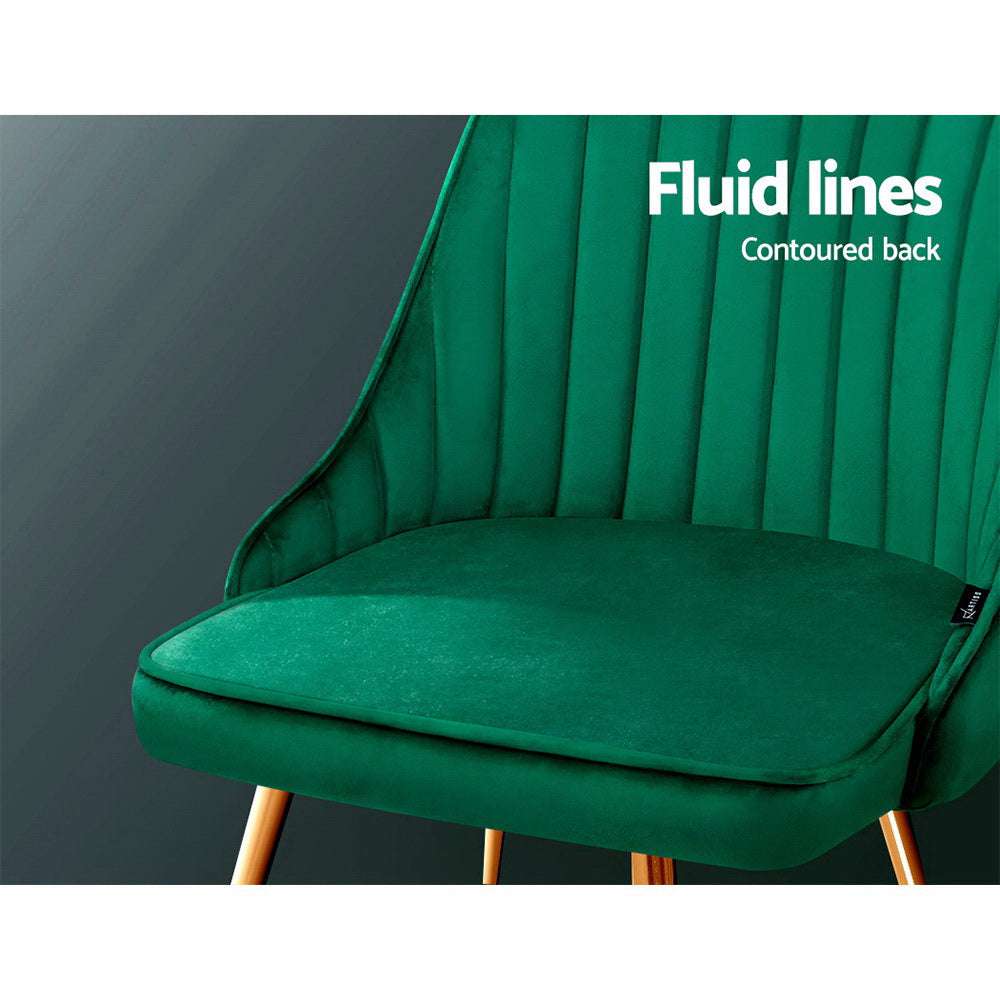 Artiss Dining Chairs Set of 2 Velvet Channel Tufted Green