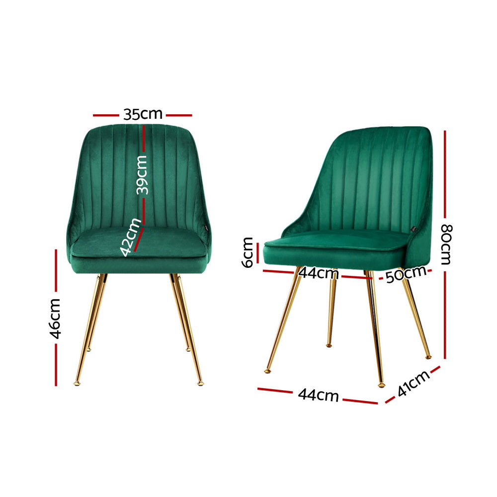 Artiss Dining Chairs Set of 4 Velvet Channel Tufted Green Bedworld