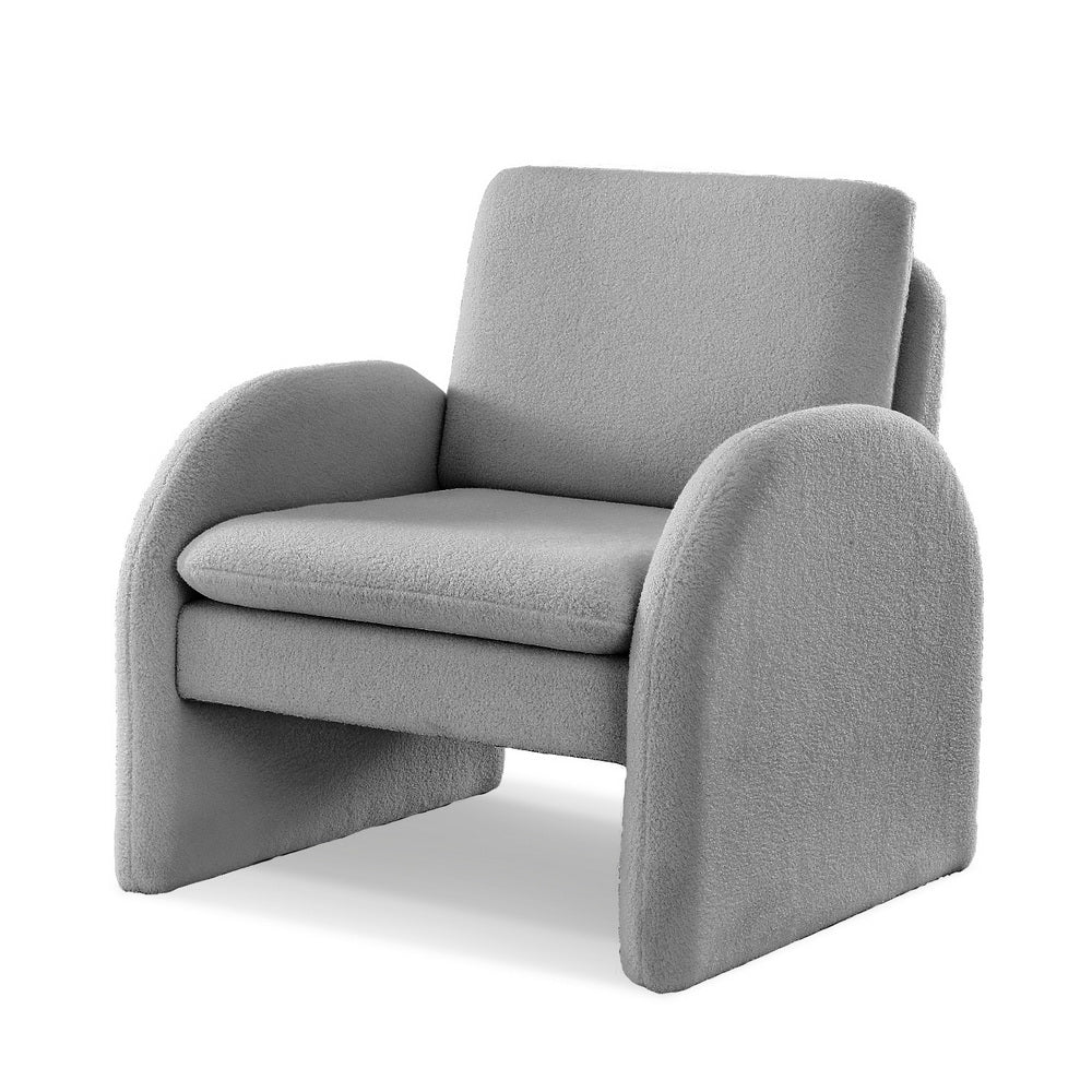 Artiss Armchair Accent Chair Lounge Tub Sofa Couch Curved Arm Seat Boucle Grey
