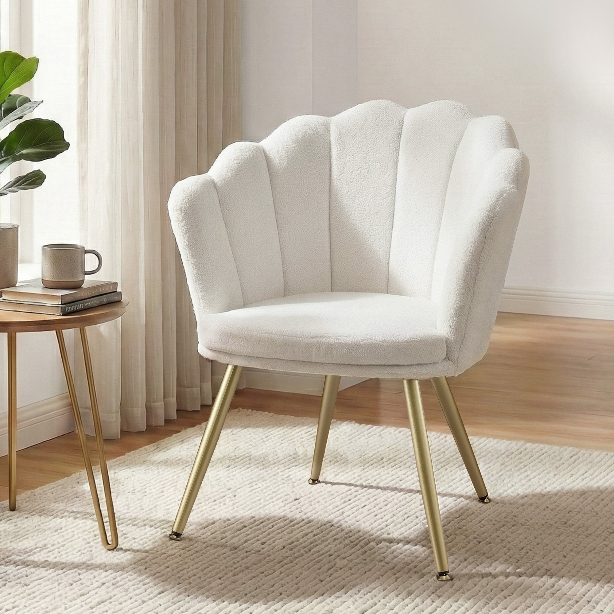 Artiss Armchair Teddy Fleece White Callista Bedworld