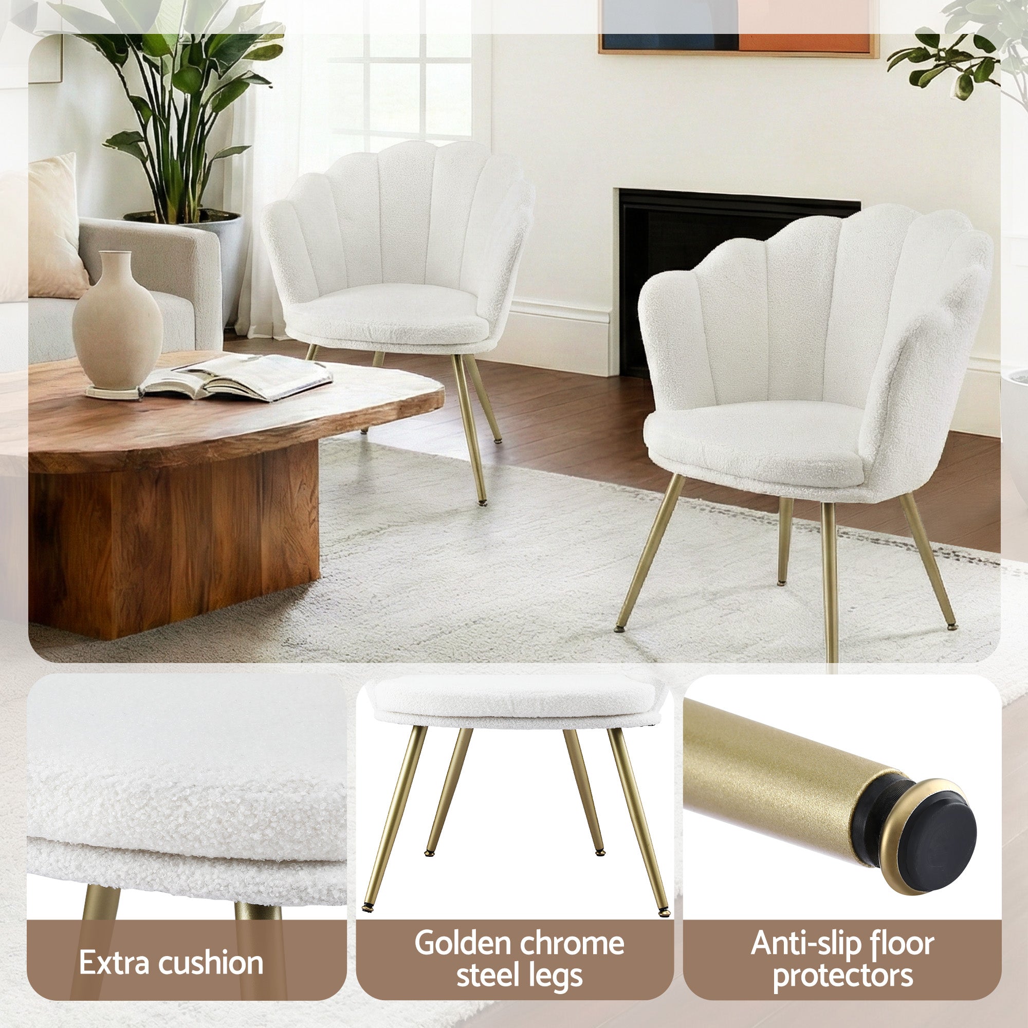 Artiss Armchair Teddy Fleece White Callista Bedworld