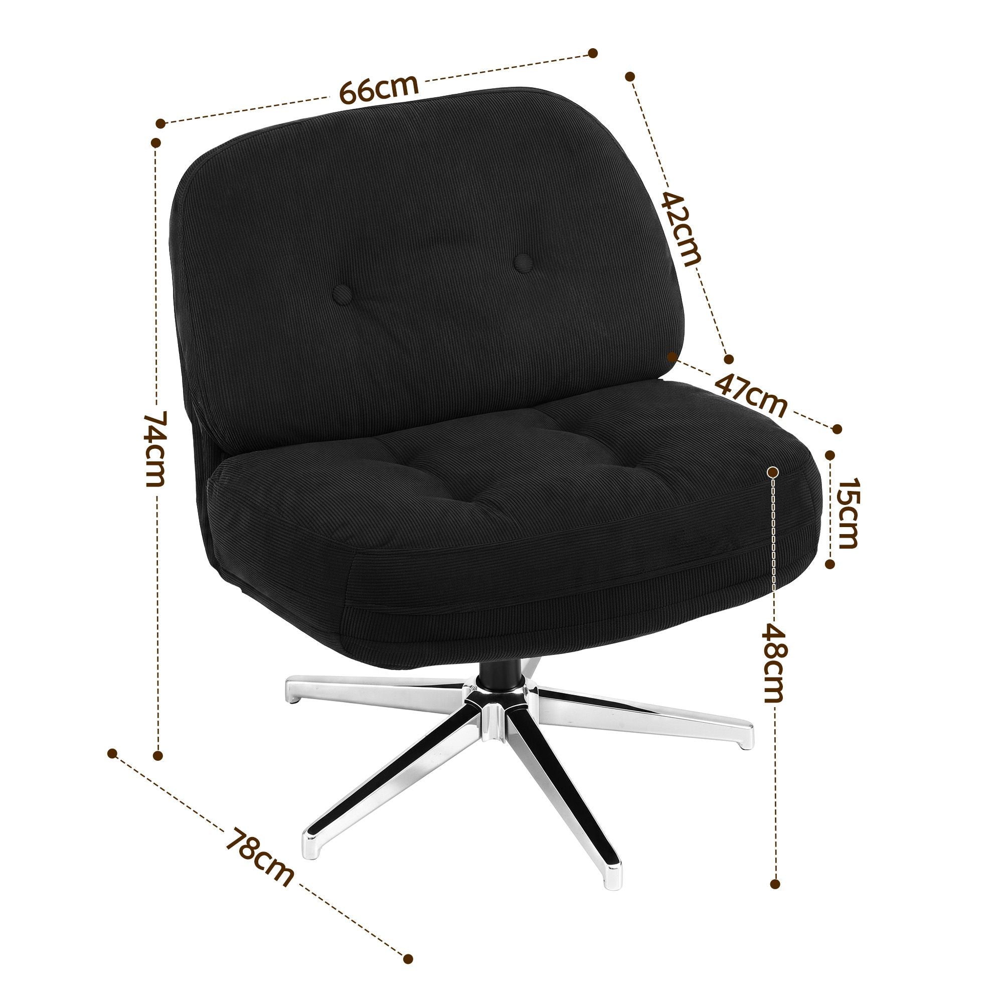 Artiss Swivel Chair Nursing Armchair Lounge Corduroy Steel Star Base Black Bedworld