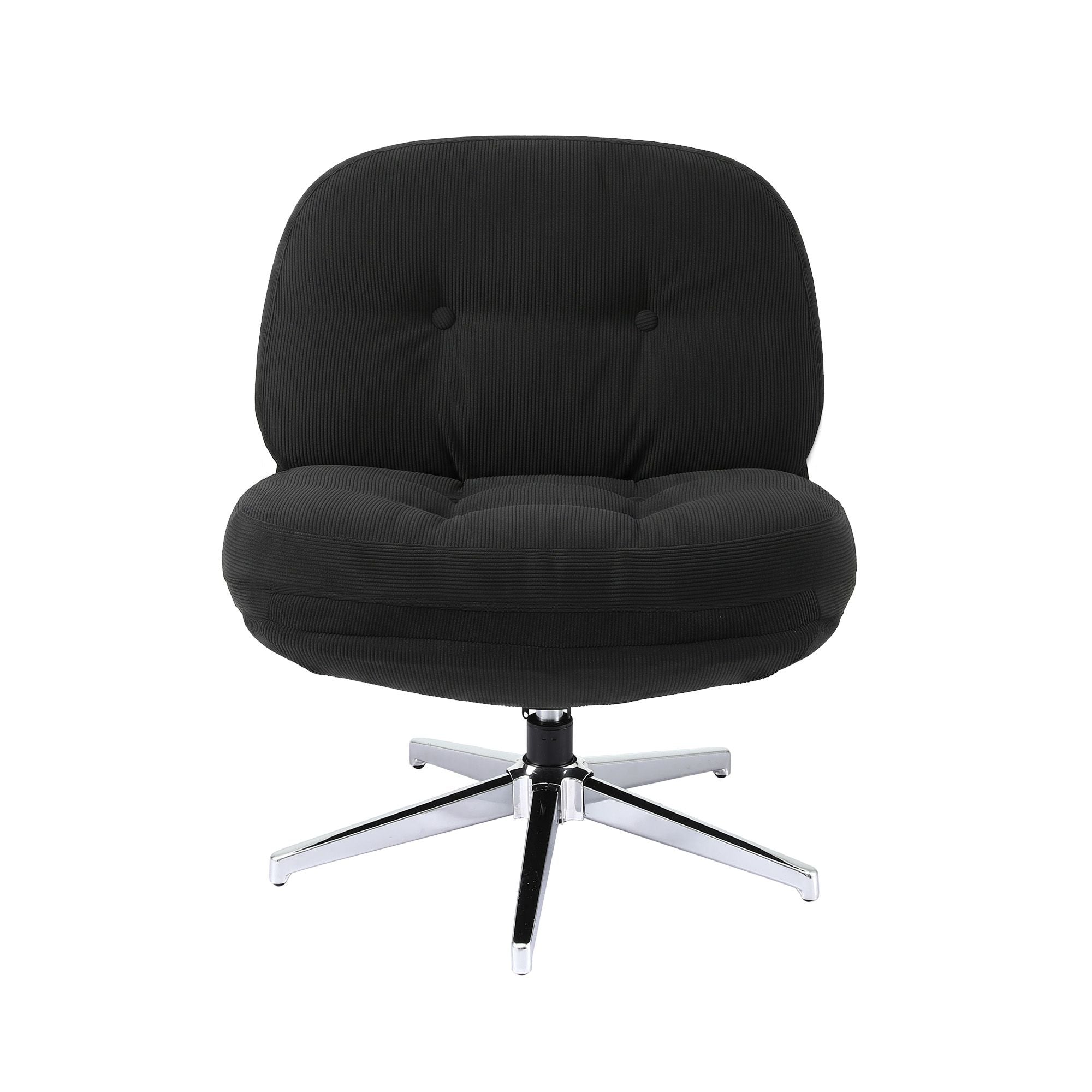 Artiss Swivel Chair Nursing Armchair Lounge Corduroy Steel Star Base Black Bedworld