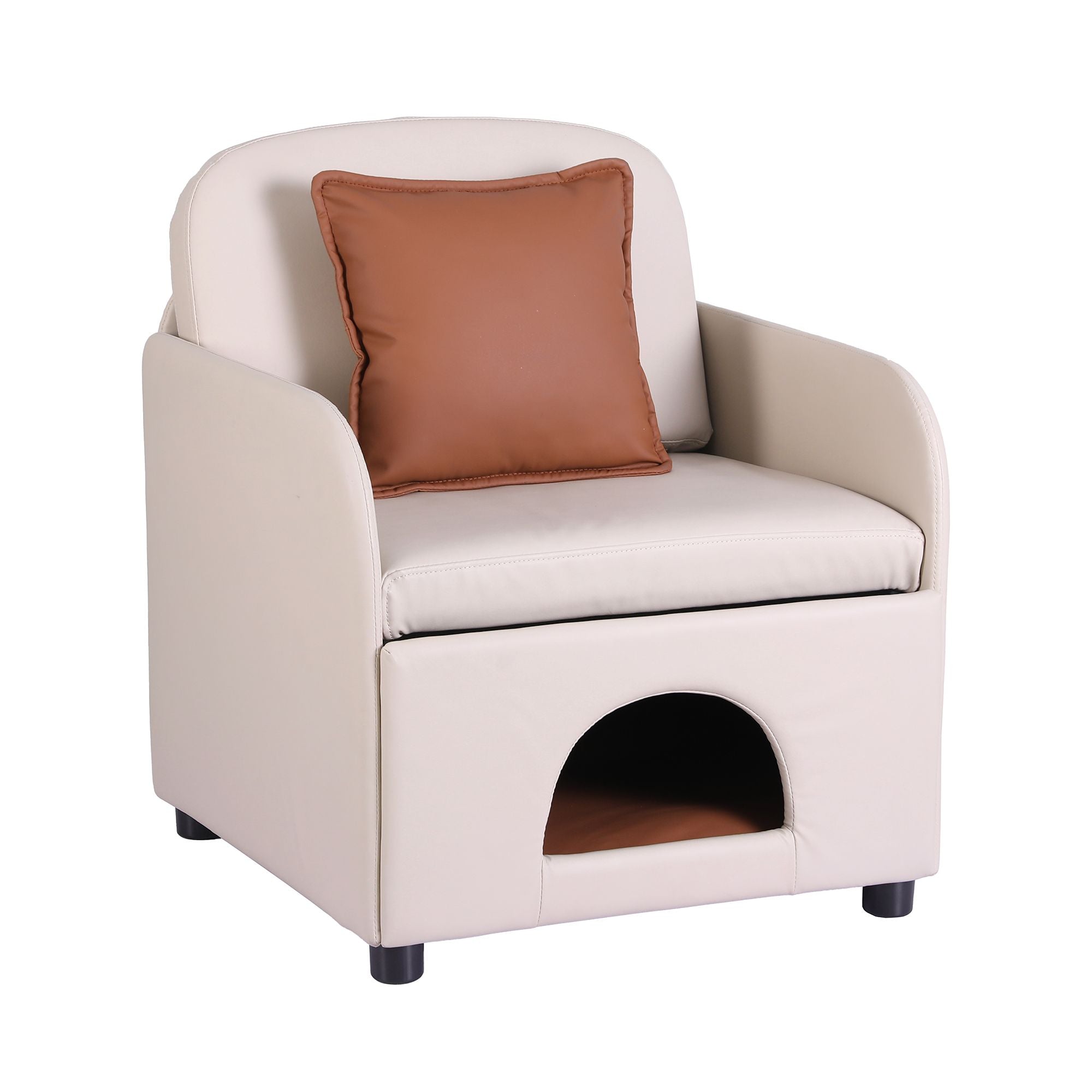 Artiss Armchair PU Leather Pet Accent Lounge Chair Cushion Beige Bedworld