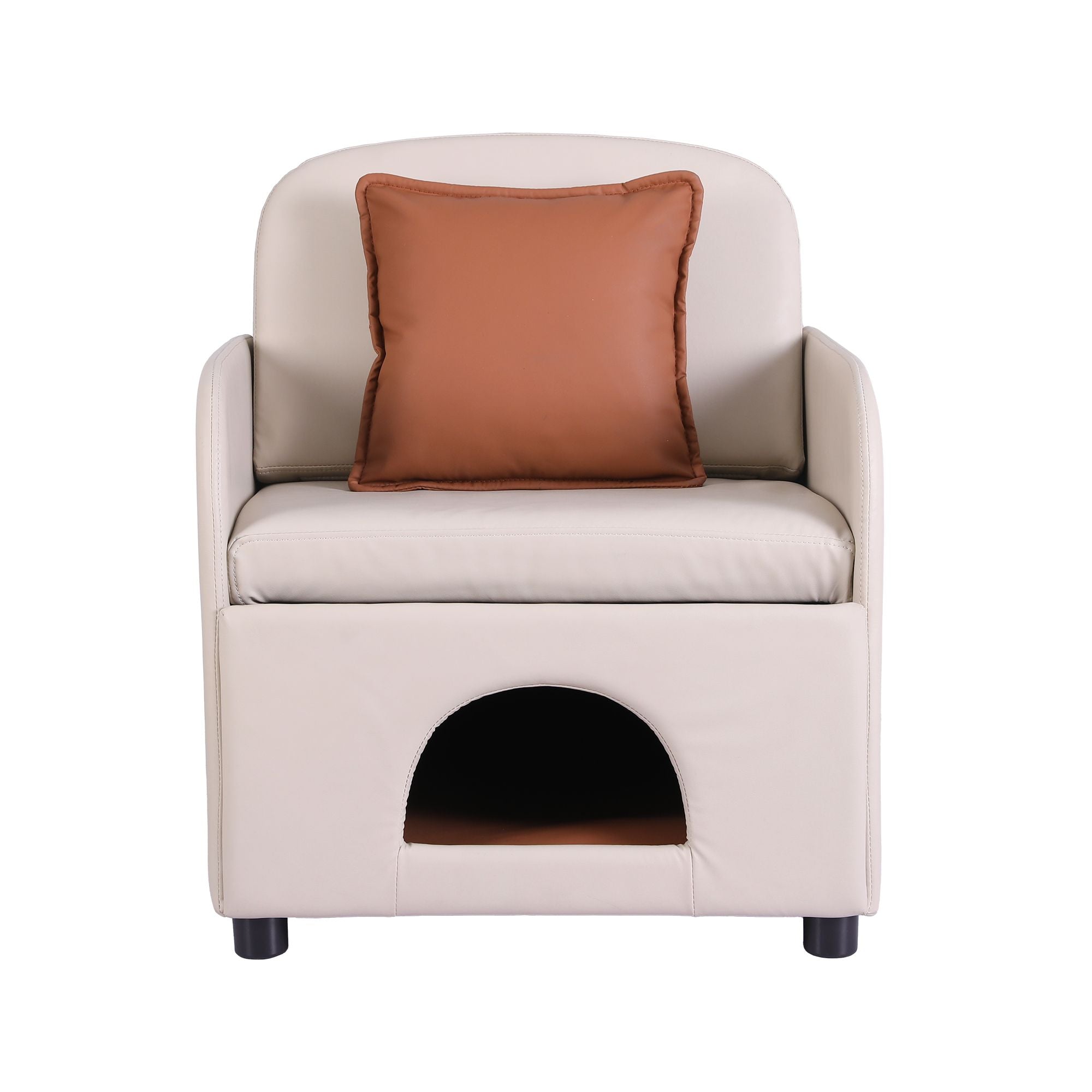 Artiss Armchair PU Leather Pet Accent Lounge Chair Cushion Beige Bedworld