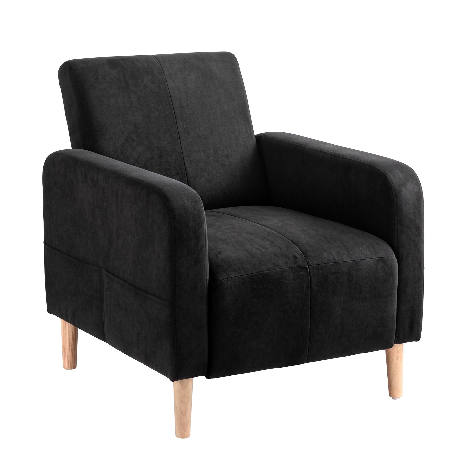 Artiss Reclining Armchair Velvet Sofa Bed Daybed Chair Single Chair Black Bedworld