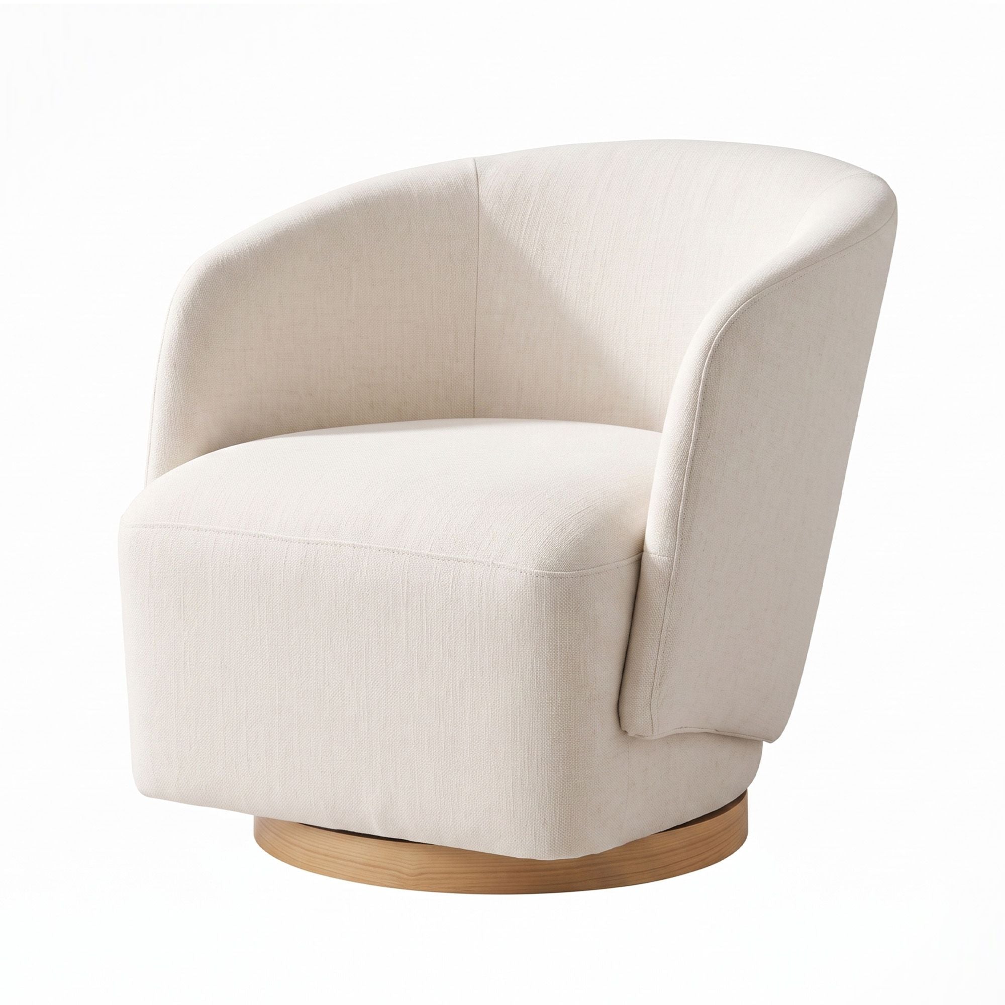 Artiss Swivel Armchair 360° Curved Accent Chair Linen Fabric Beige Bedworld
