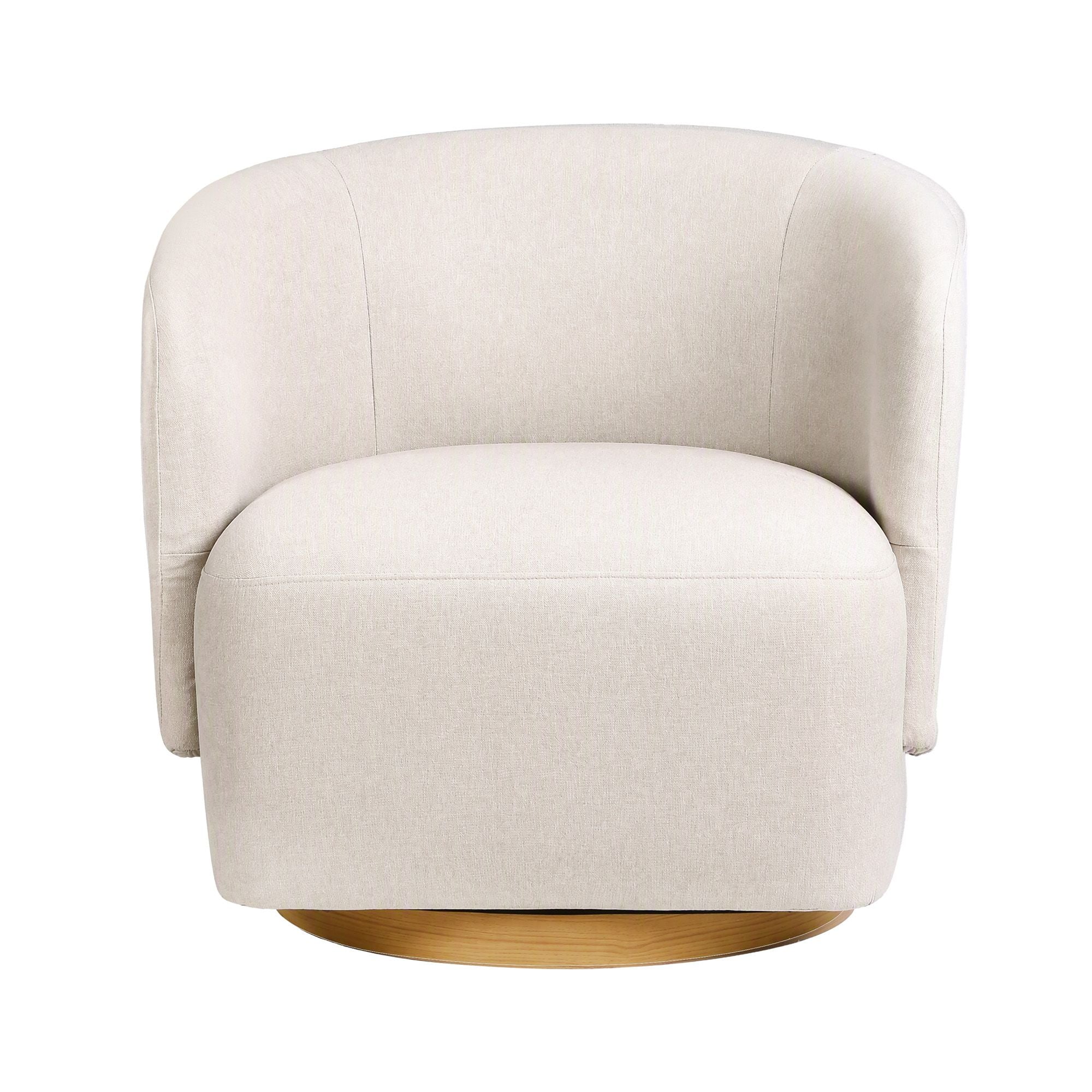 Artiss Swivel Armchair 360° Curved Accent Chair Linen Fabric Beige Bedworld