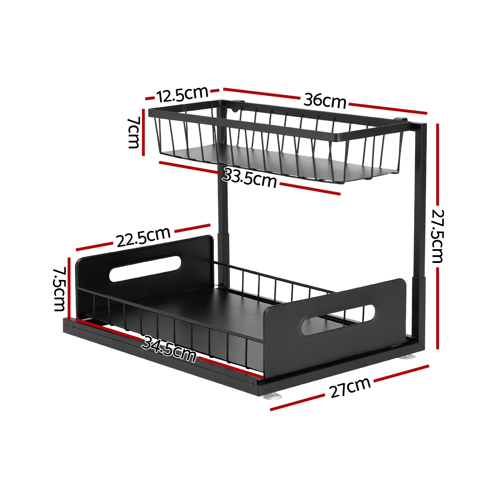 Artiss Under Sink Organizer Storage L Shape 1 Pull Out Drawers Kitchen Cabinet Shelf Bedworld