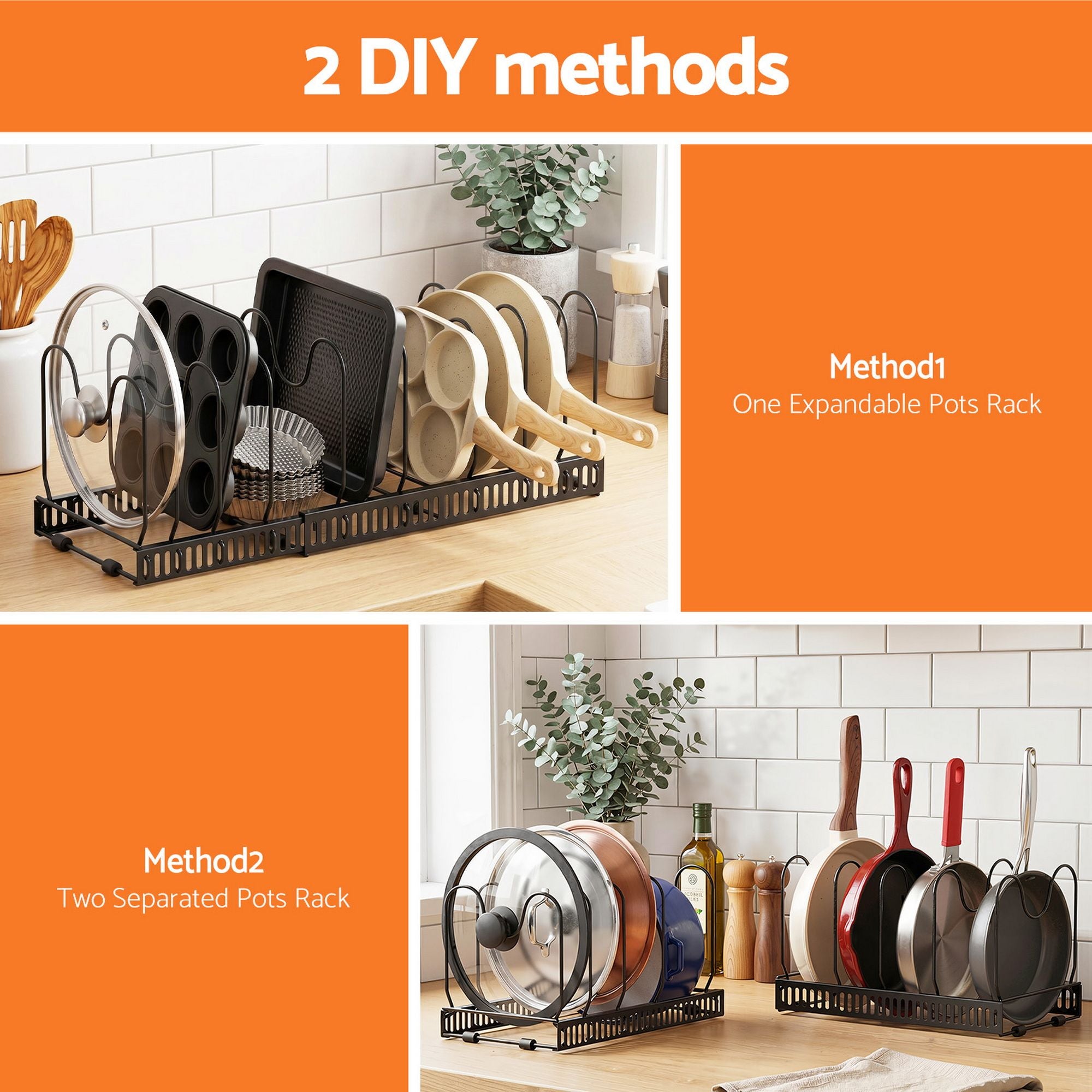 Artiss Expandable Pots and Pans Organizer Rack Cookware Holder Kitchen Cabinet Rack Bedworld