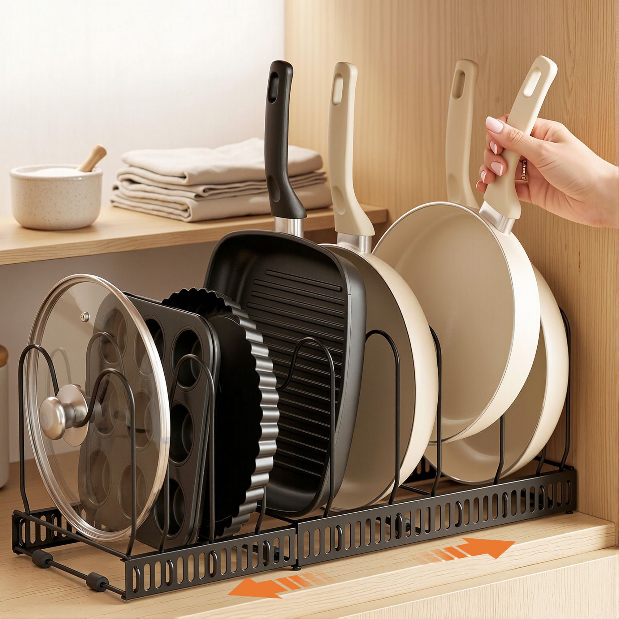 Artiss Expandable Pots and Pans Organizer Rack Cookware Holder Kitchen Cabinet Rack Bedworld