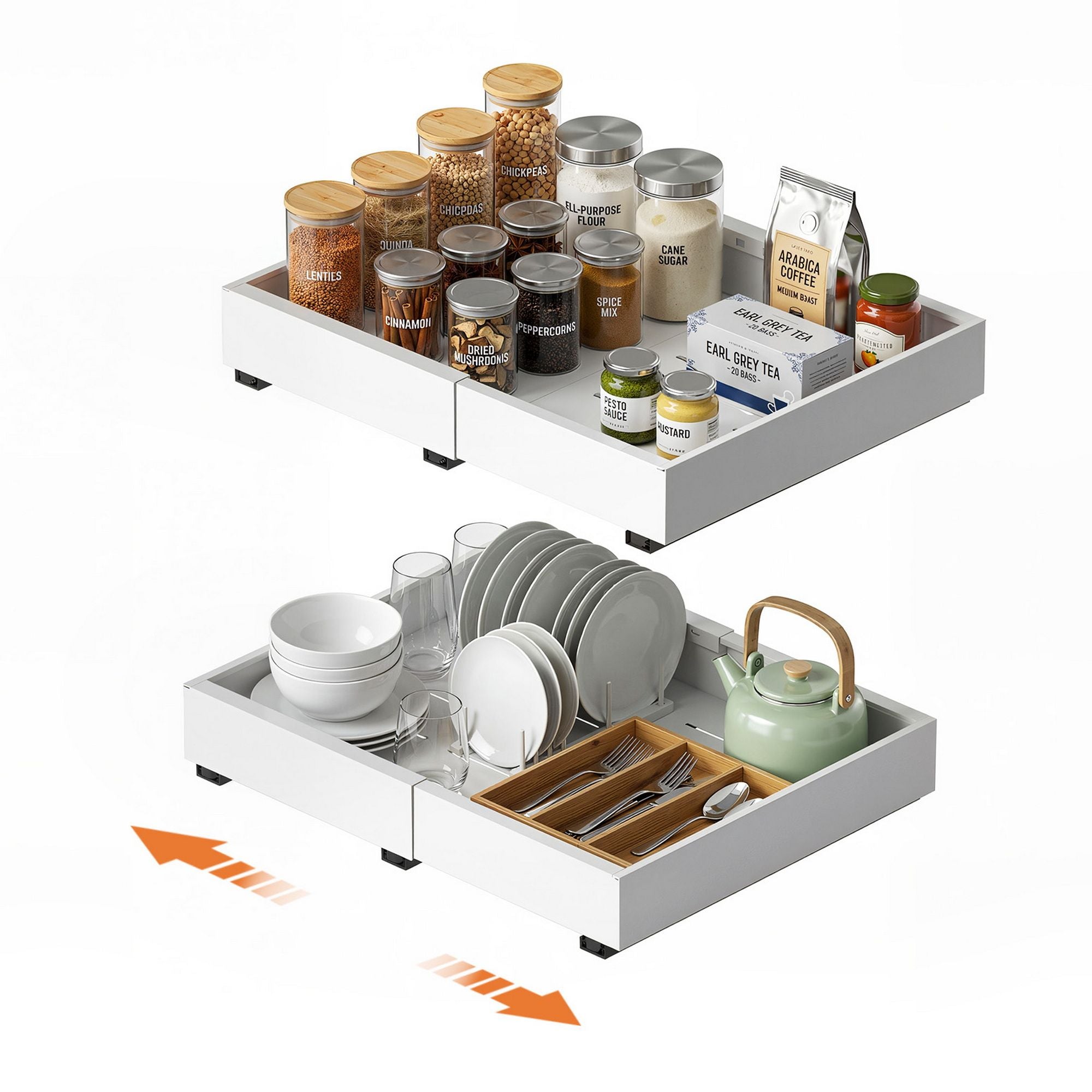 Artiss 2 Pack Pull Out Drawers for Cabinets Expandable Cabinet Organizer White Bedworld