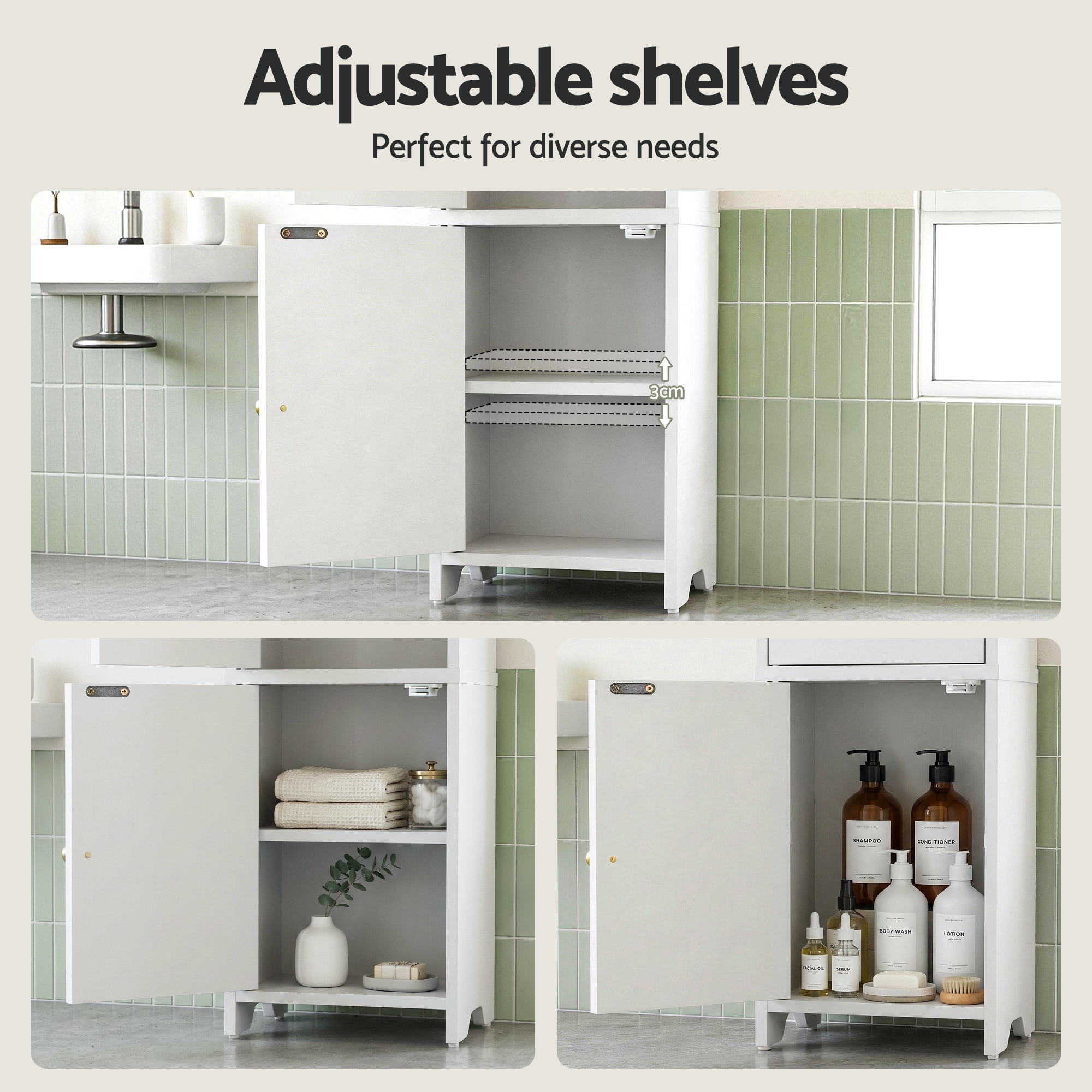 Artiss Bathroom Storage Cabinet 2-Tier Slim Toilet Organizer Adjustable White Bedworld