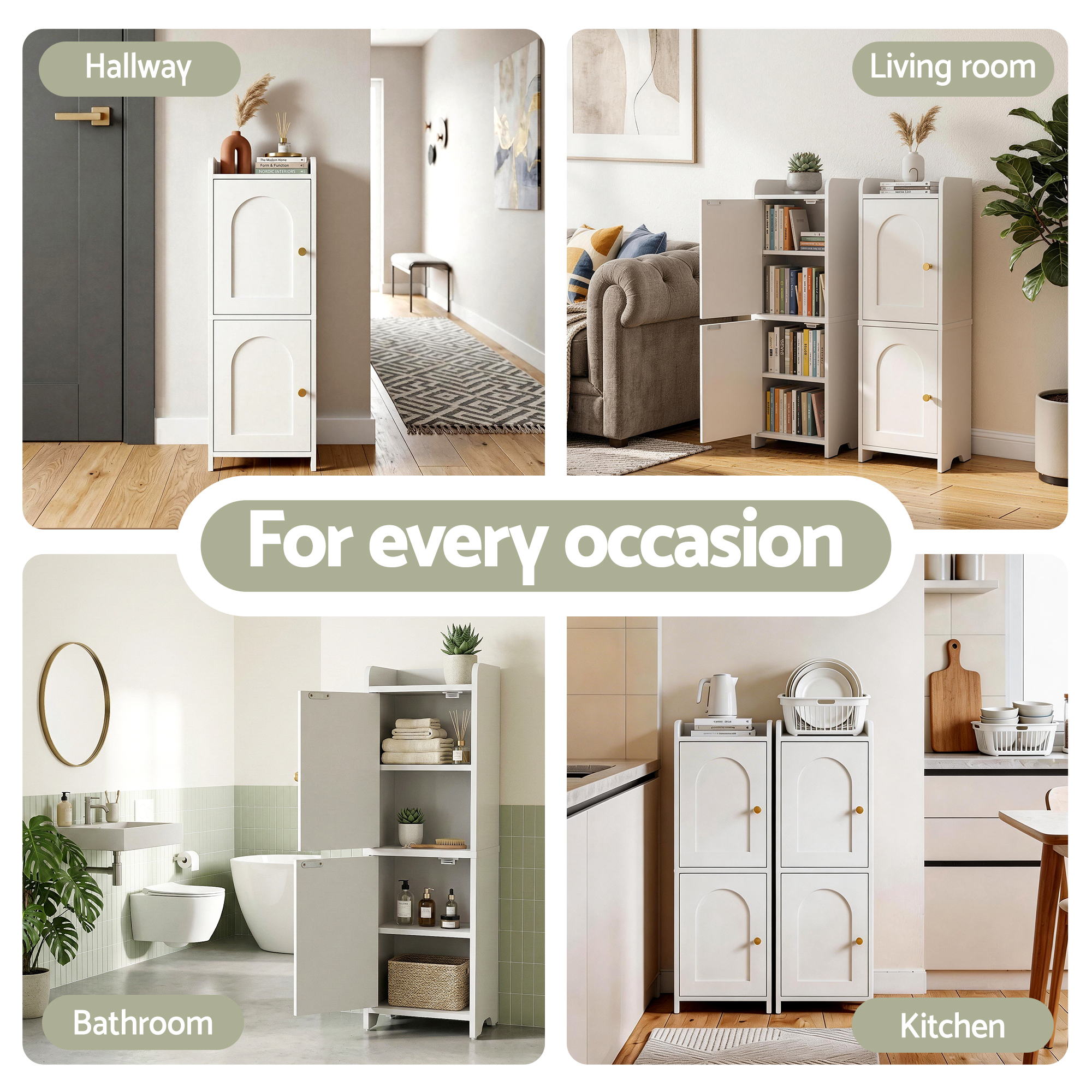 Artiss Bathroom Storage Cabinet 2-Tier Slim Toilet Organizer Adjustable White Bedworld