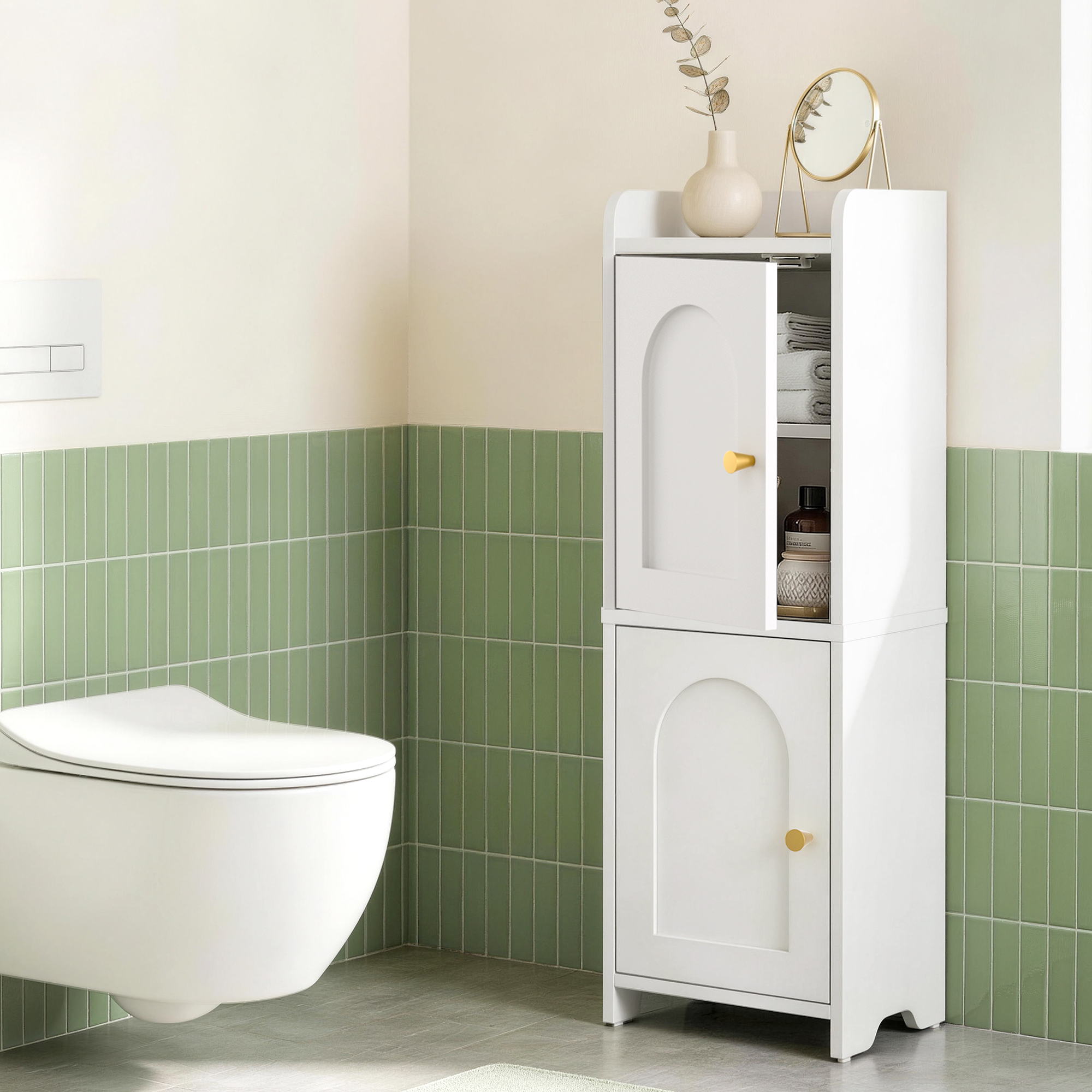 Artiss Bathroom Storage Cabinet 2-Tier Slim Toilet Organizer Adjustable White Bedworld