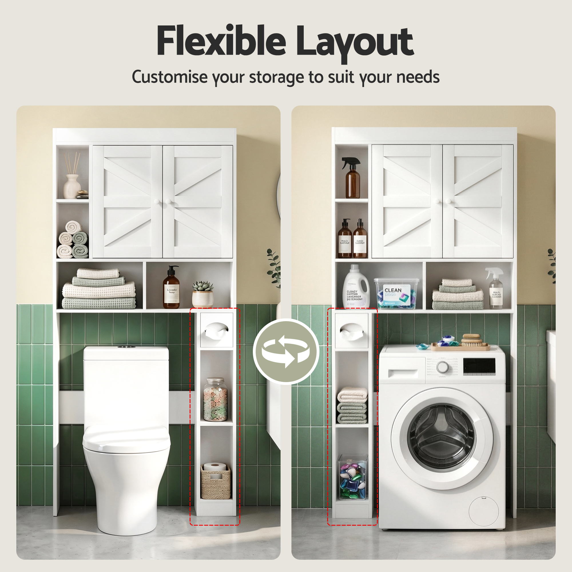Artiss Bathroom Storage Cabinet Over The Toilet Organiser Laundry Shelf Holder Bedworld