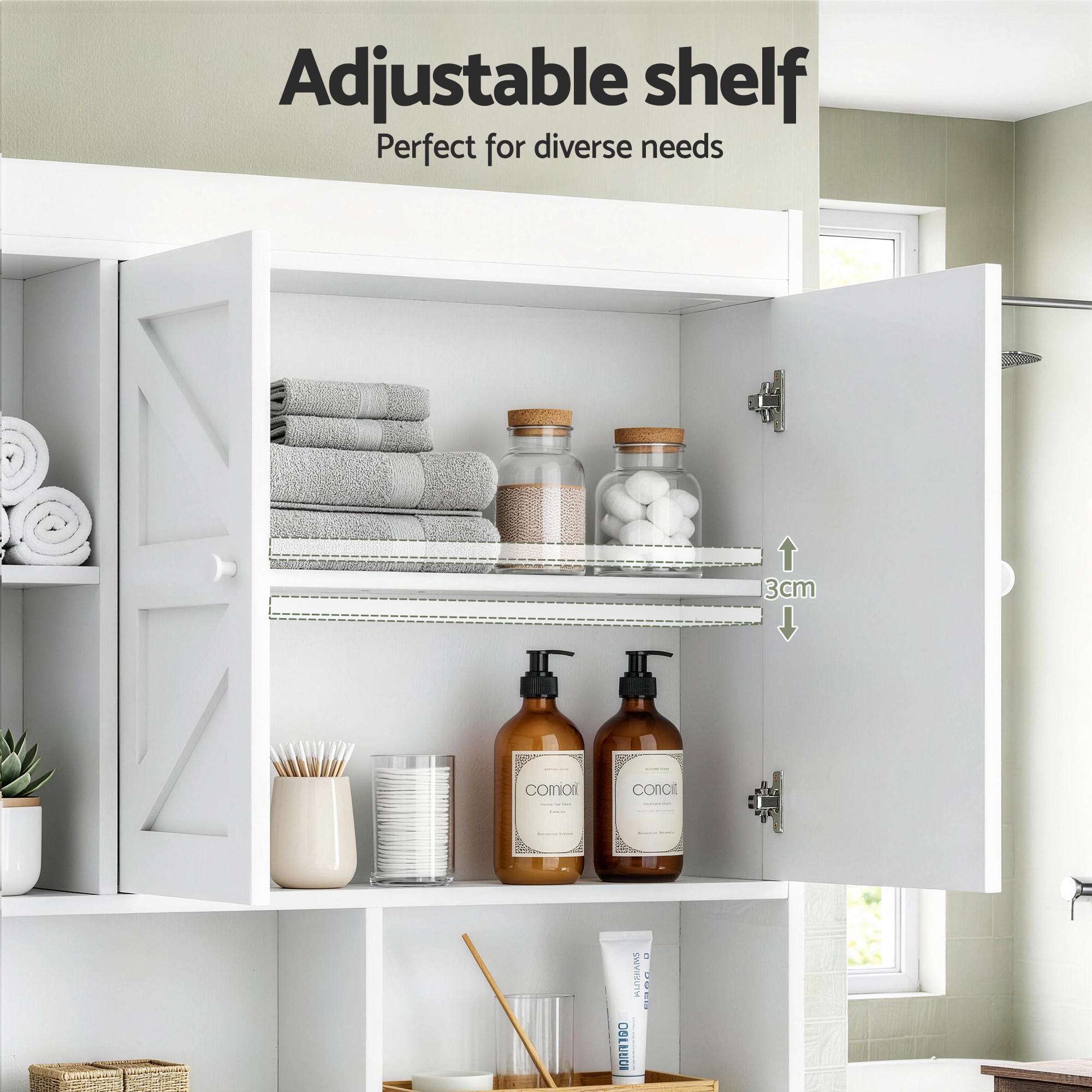 Artiss Bathroom Storage Cabinet Over The Toilet Organiser Laundry Shelf Holder Bedworld