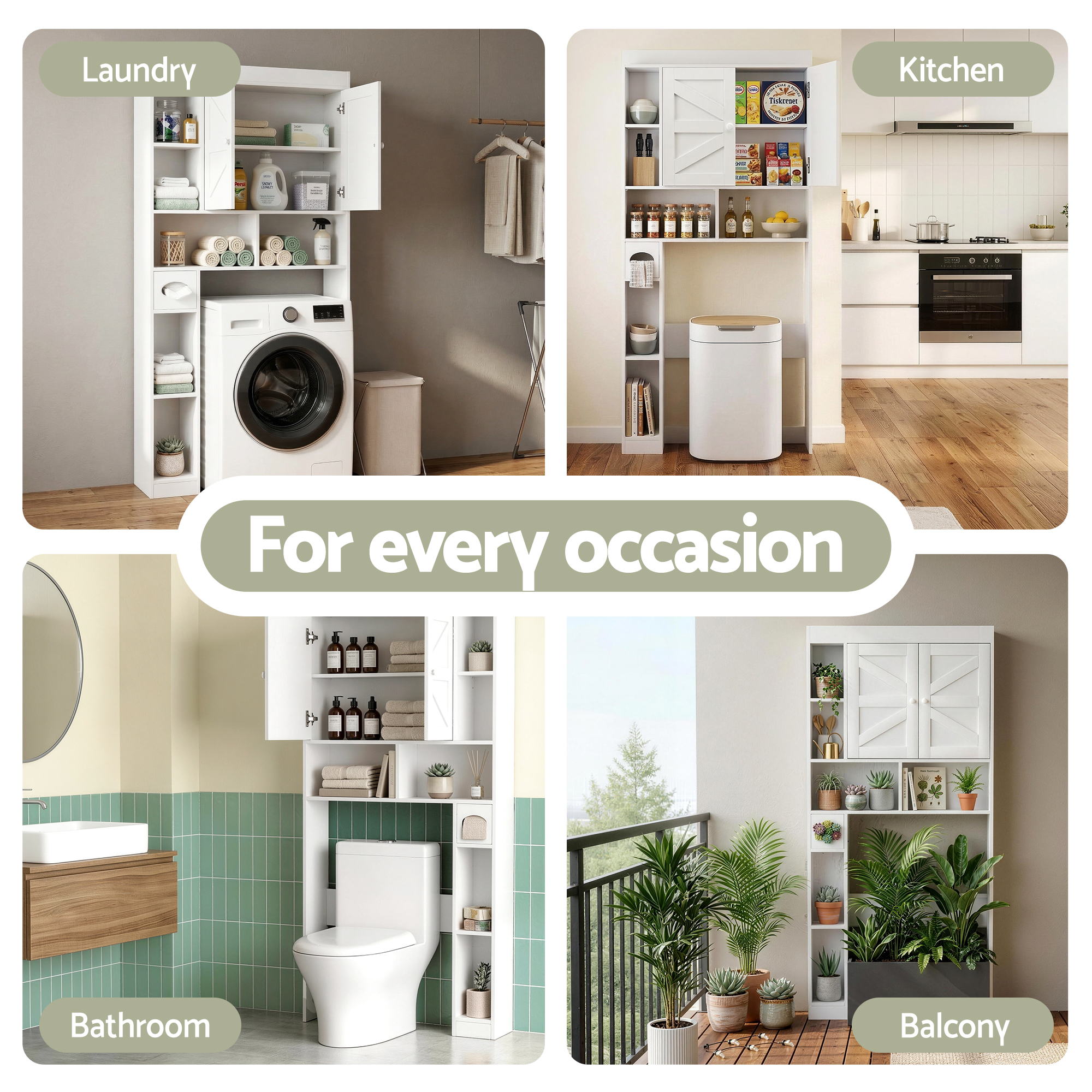 Artiss Bathroom Storage Cabinet Over The Toilet Organiser Laundry Shelf Holder Bedworld