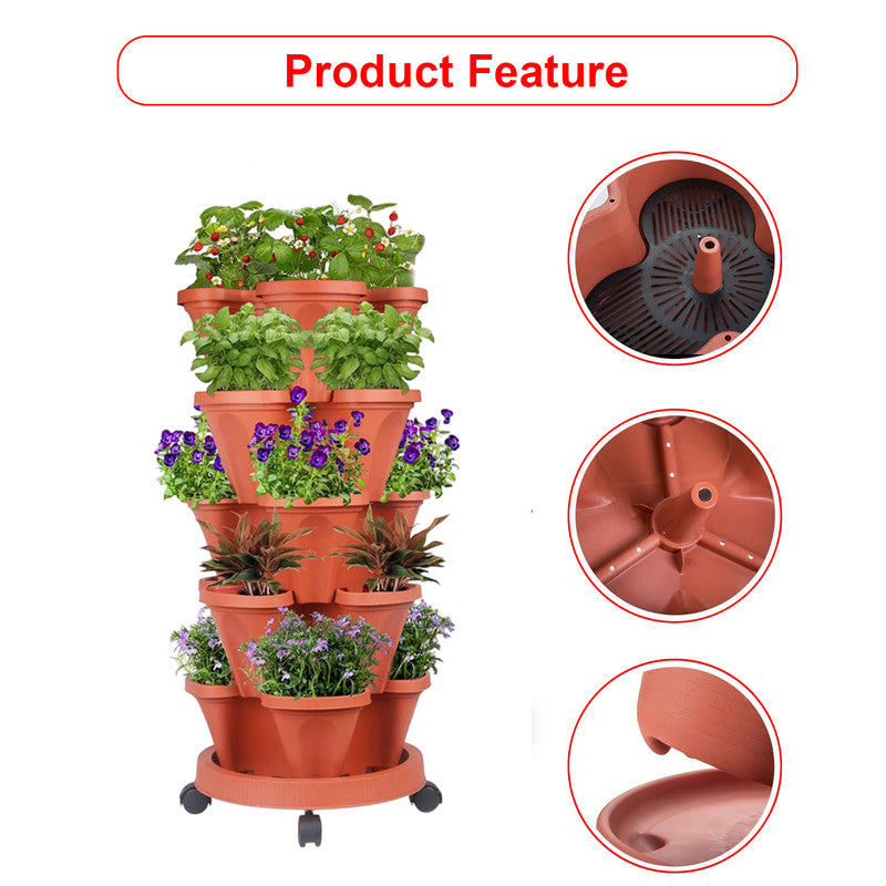 Hivvago 5-Tier Vertical Garden Planter – Stackable Indoor/Outdoor Pot with Wheel Base