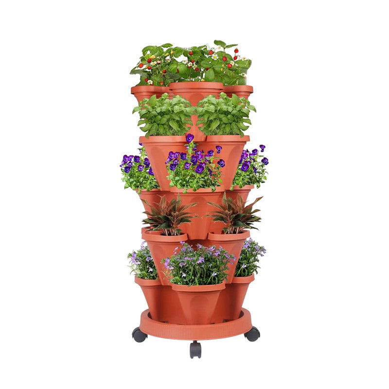 Hivvago 5-Tier Vertical Garden Planter – Stackable Indoor/Outdoor Pot with Wheel Base