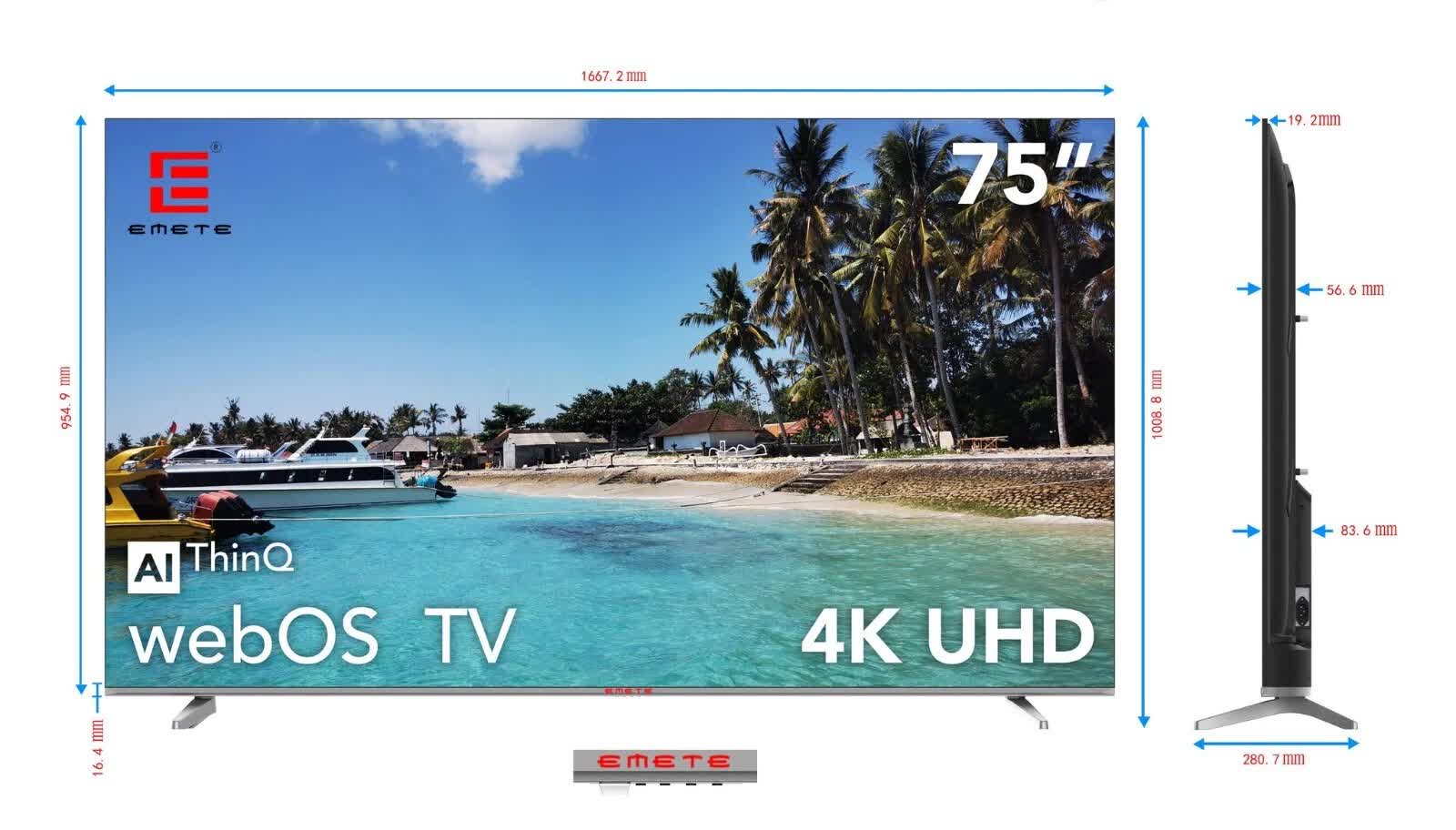 EMETE 75″ Frameless UHD Smart WebOS TV