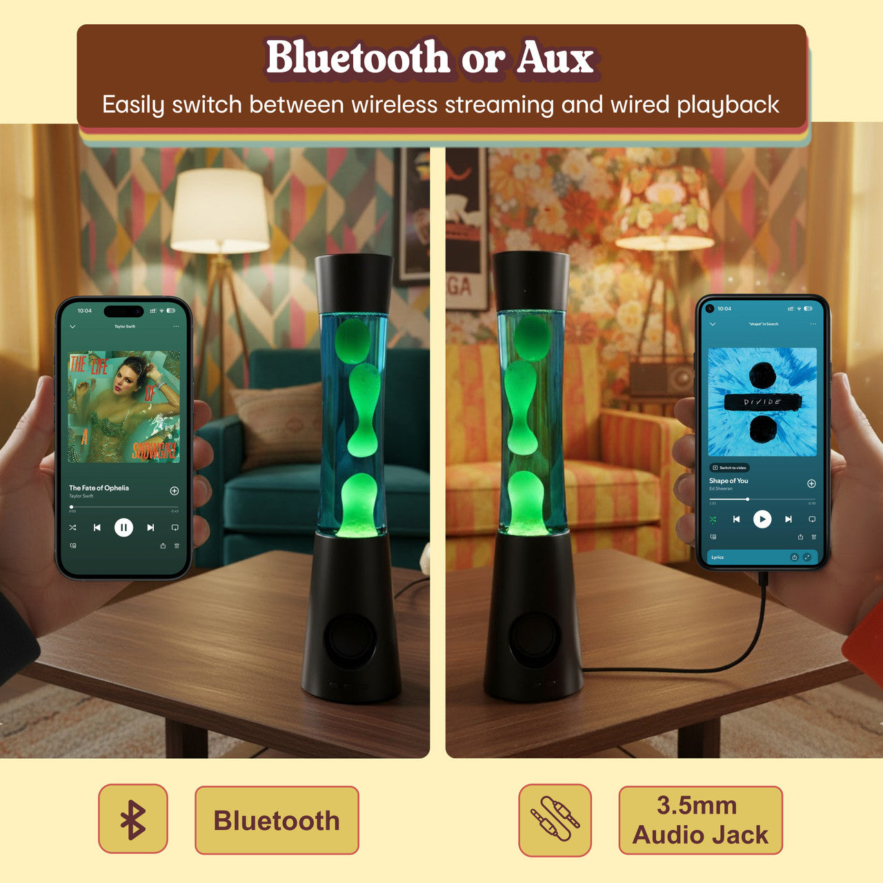 Laser Retro Lava Lamp with Bluetooth Speaker