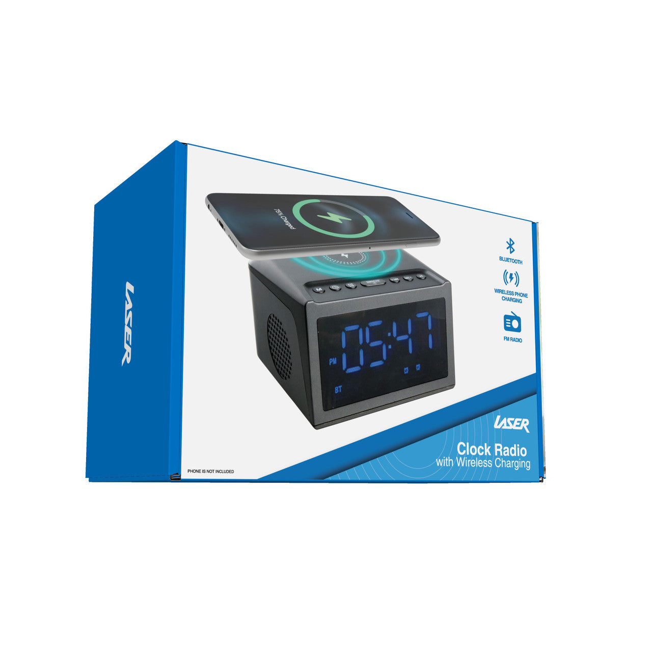 Laser Alarm Clock with Wireless Charging & Bluetooth