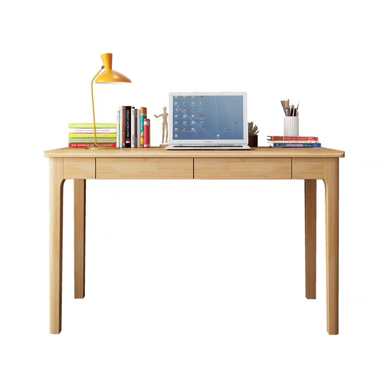 Mitch Solid Wood Study Desk /Rubberwood/Minimal Assembly/Natural Wood Colour