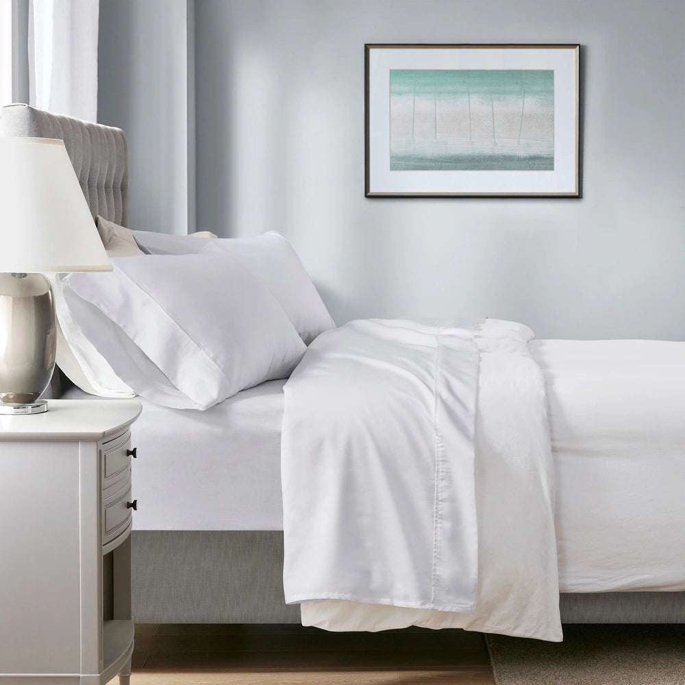 700 TC Tencel Lyocell Fibre & Cotton White Double Sheet Set