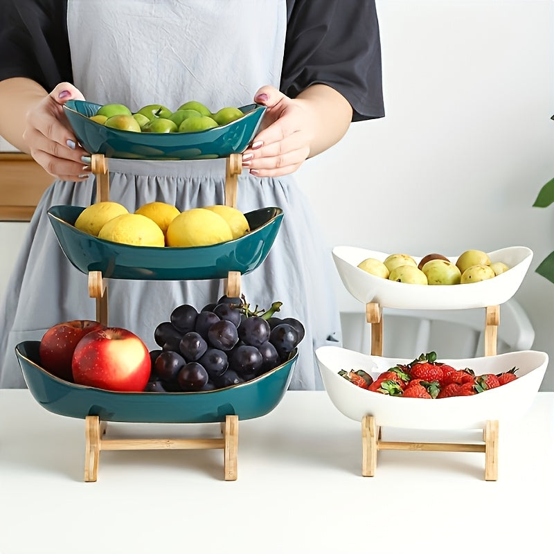 **Nordic-Style Three-Tier Extendable Fruit Tray | Creative Living Room Snack Stand, Adjustable Height, Anti-Slip Expandable Display Tray**