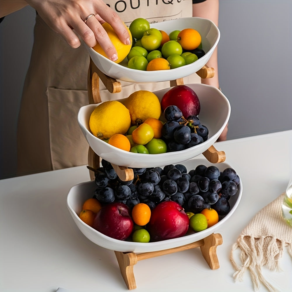 **Nordic-Style Three-Tier Extendable Fruit Tray | Creative Living Room Snack Stand, Adjustable Height, Anti-Slip Expandable Display Tray**