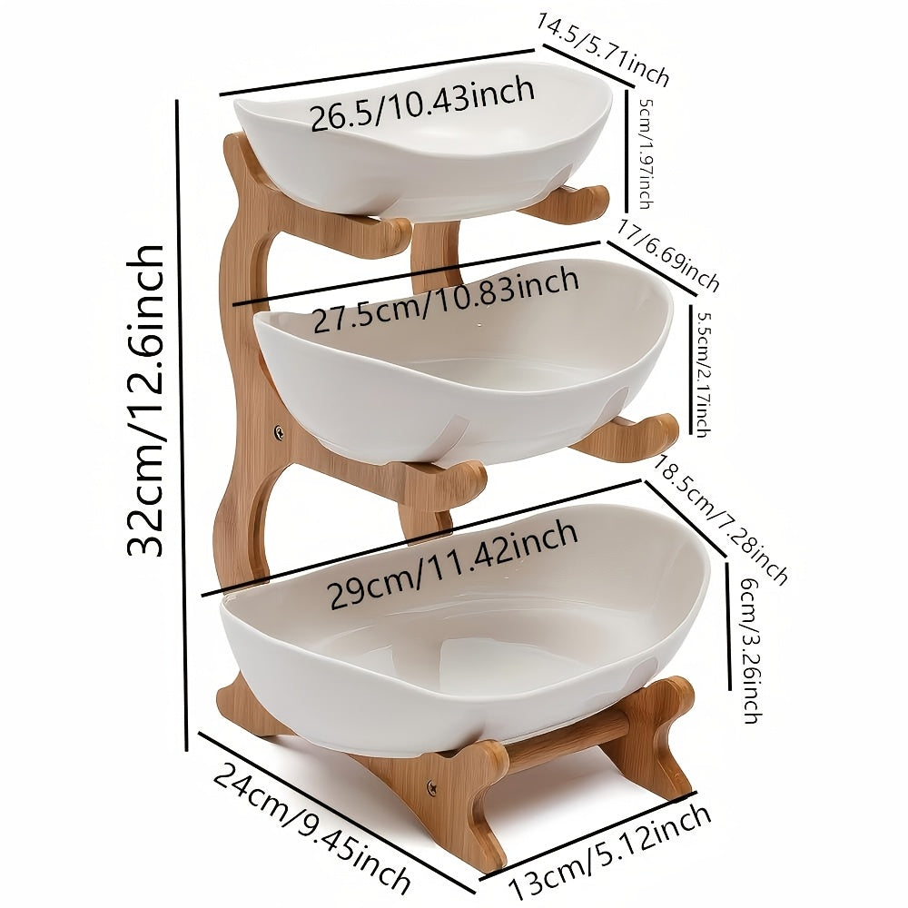 **Nordic-Style Three-Tier Extendable Fruit Tray | Creative Living Room Snack Stand, Adjustable Height, Anti-Slip Expandable Display Tray**