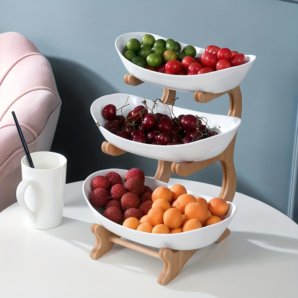 **Nordic-Style Three-Tier Extendable Fruit Tray | Creative Living Room Snack Stand, Adjustable Height, Anti-Slip Expandable Display Tray**