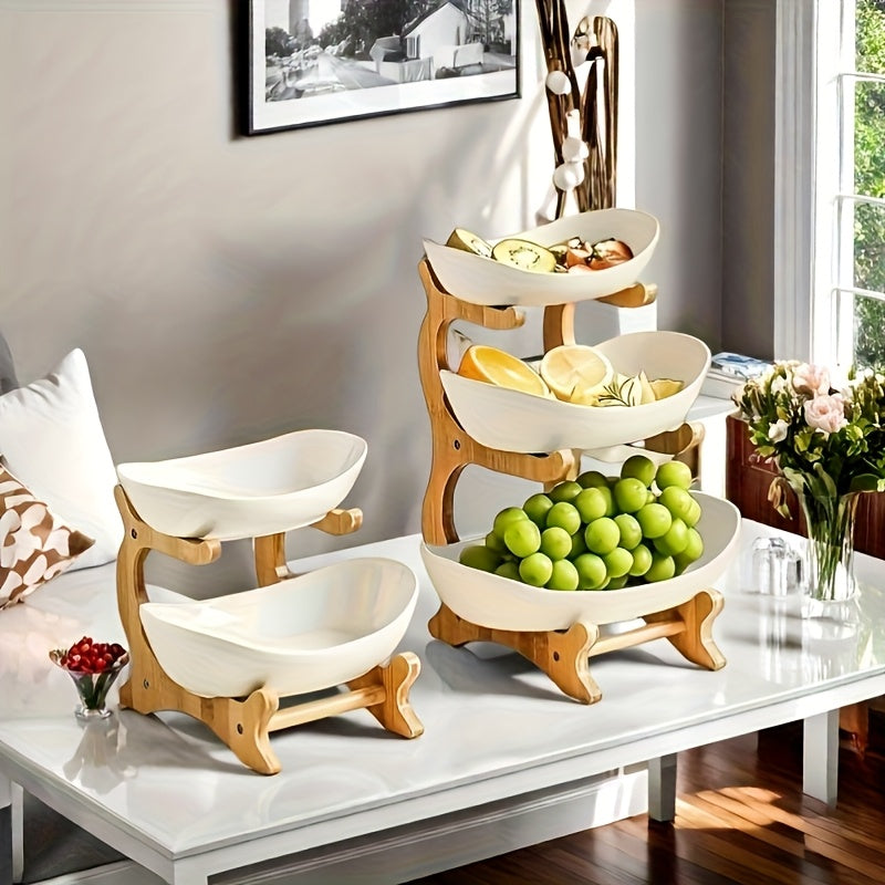 **Nordic-Style Three-Tier Extendable Fruit Tray | Creative Living Room Snack Stand, Adjustable Height, Anti-Slip Expandable Display Tray**