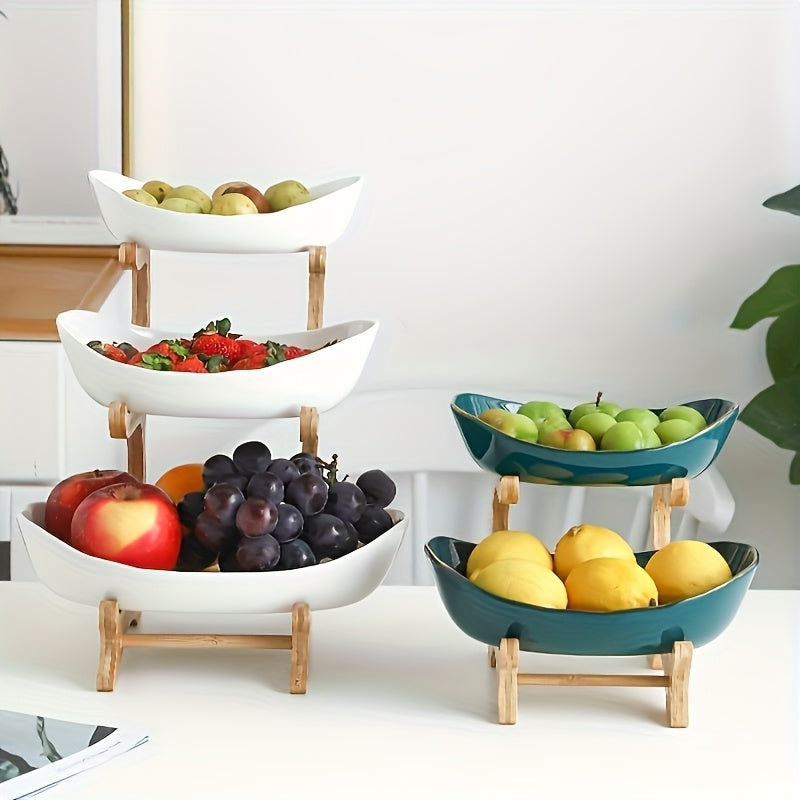 **Nordic-Style Three-Tier Extendable Fruit Tray | Creative Living Room Snack Stand, Adjustable Height, Anti-Slip Expandable Display Tray**